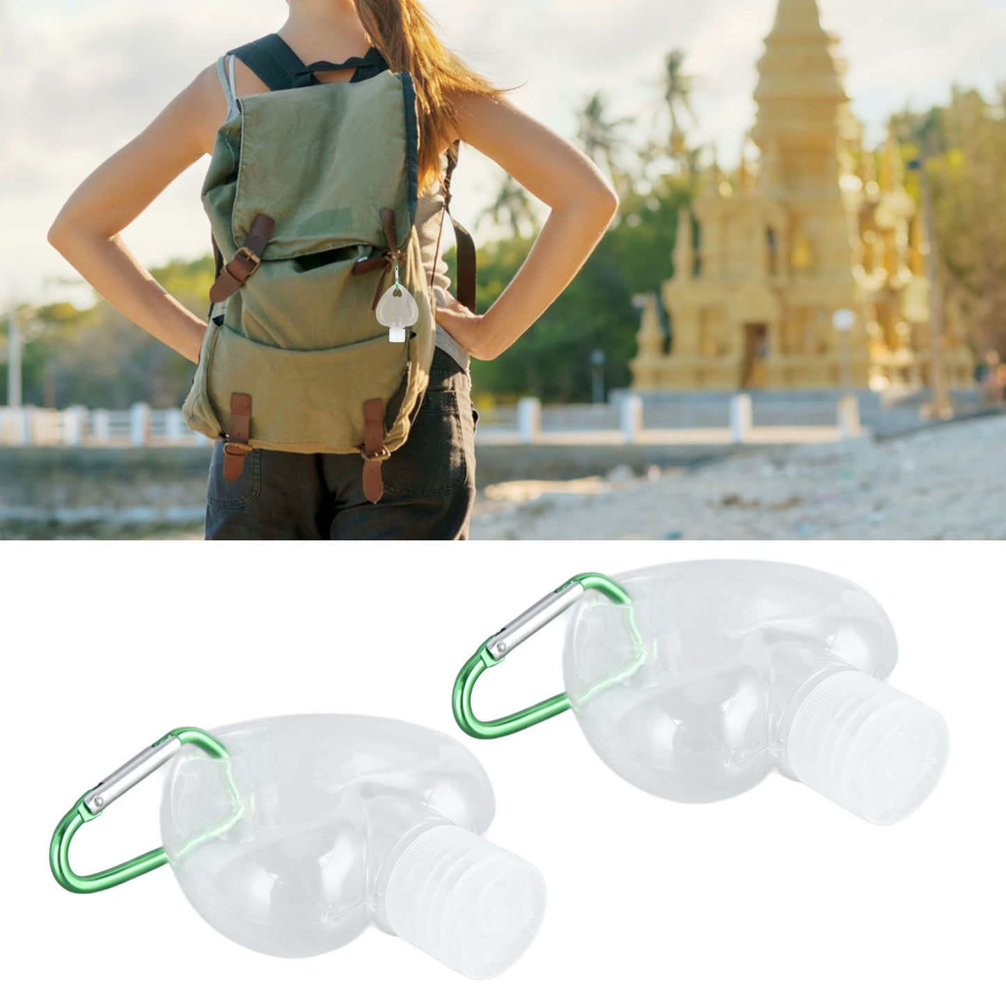 2Set 50ml Travel Bottle with Keychain Flip Cap Plastic Liquid Bottle Refillable Leakproof Transparent Squeeze V1294-YM0523-3115210217612