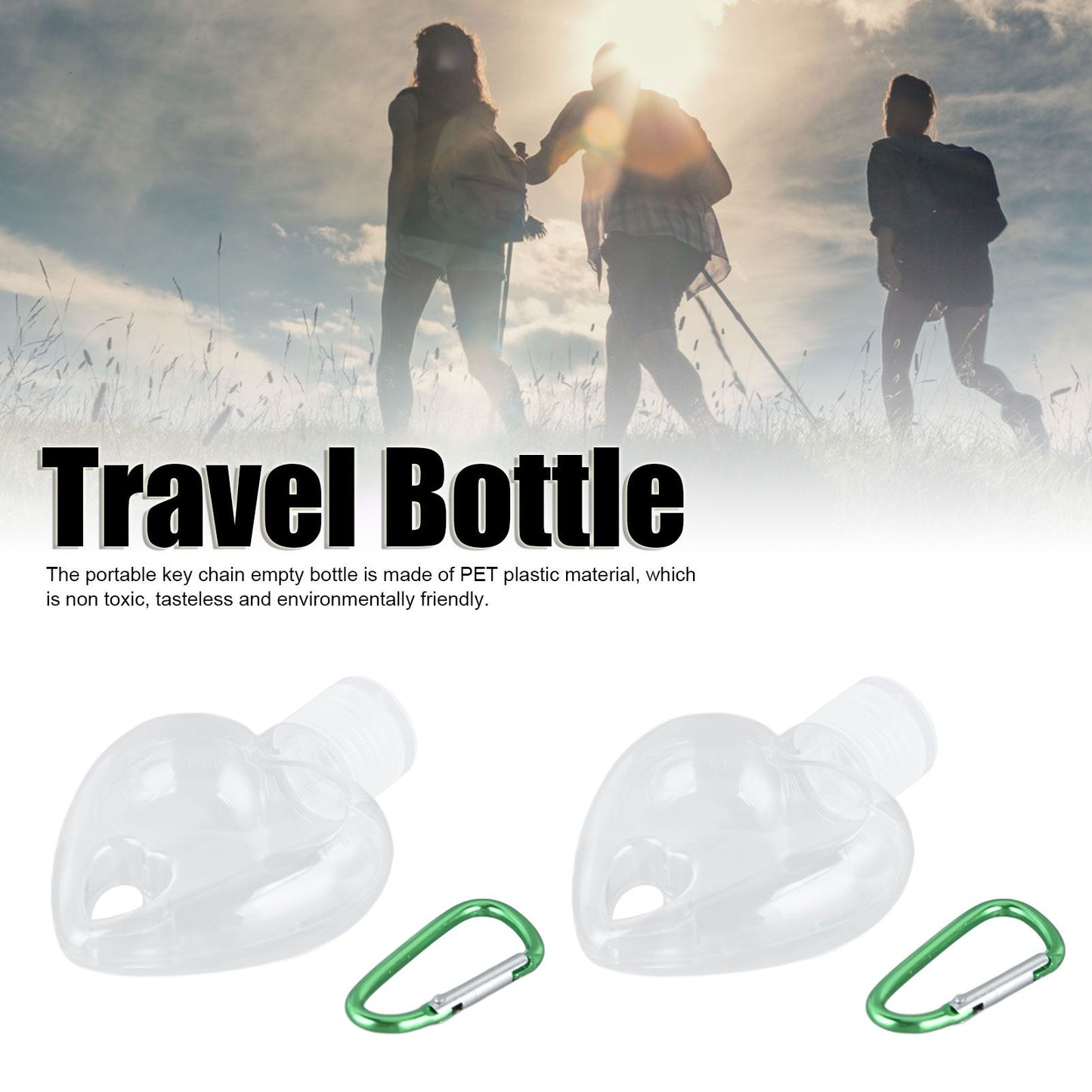 2Set 50ml Travel Bottle with Keychain Flip Cap Plastic Liquid Bottle Refillable Leakproof Transparent Squeeze V1294-YM0523-3115210217612