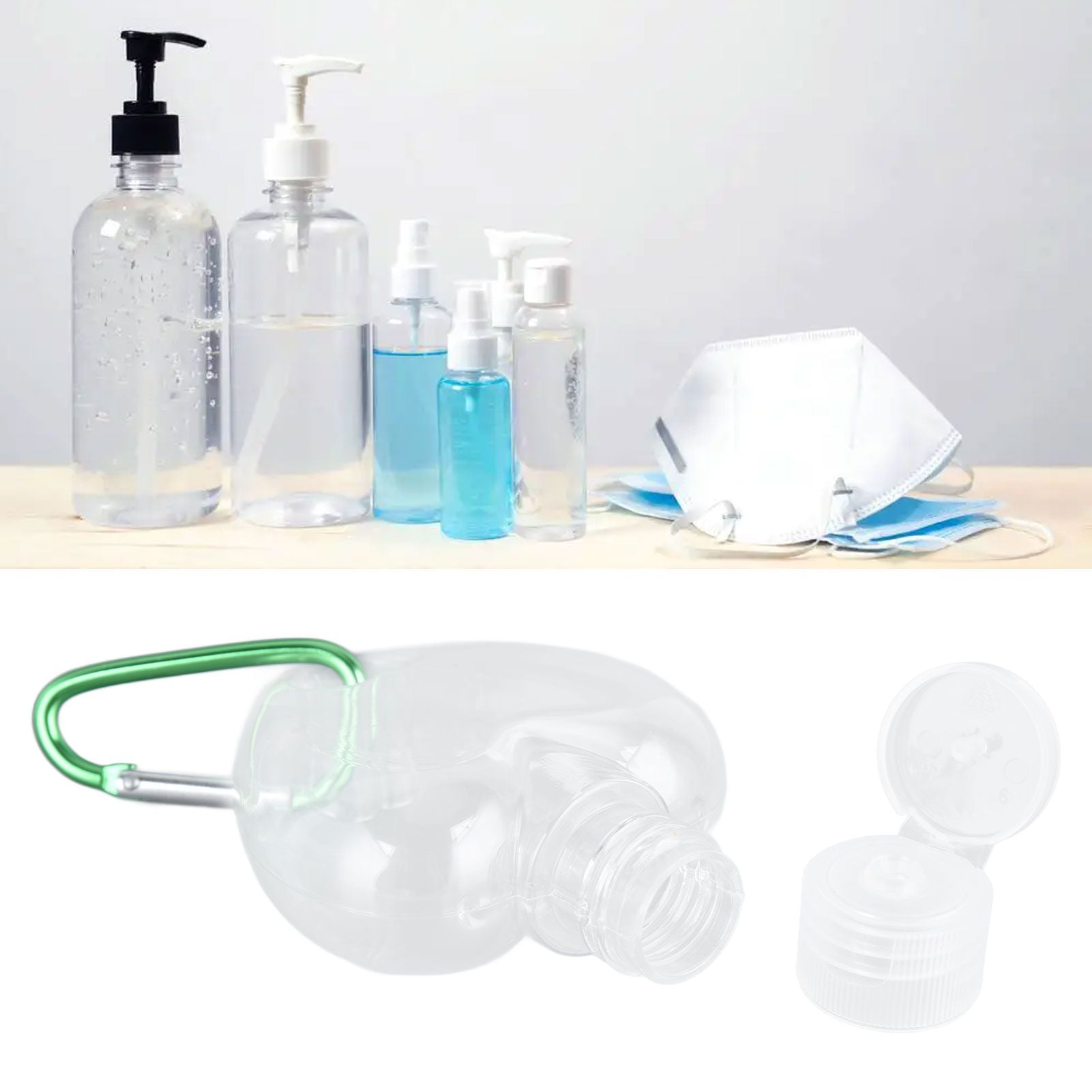 2Set 50ml Travel Bottle with Keychain Flip Cap Plastic Liquid Bottle Refillable Leakproof Transparent Squeeze V1294-YM0523-3115210217612