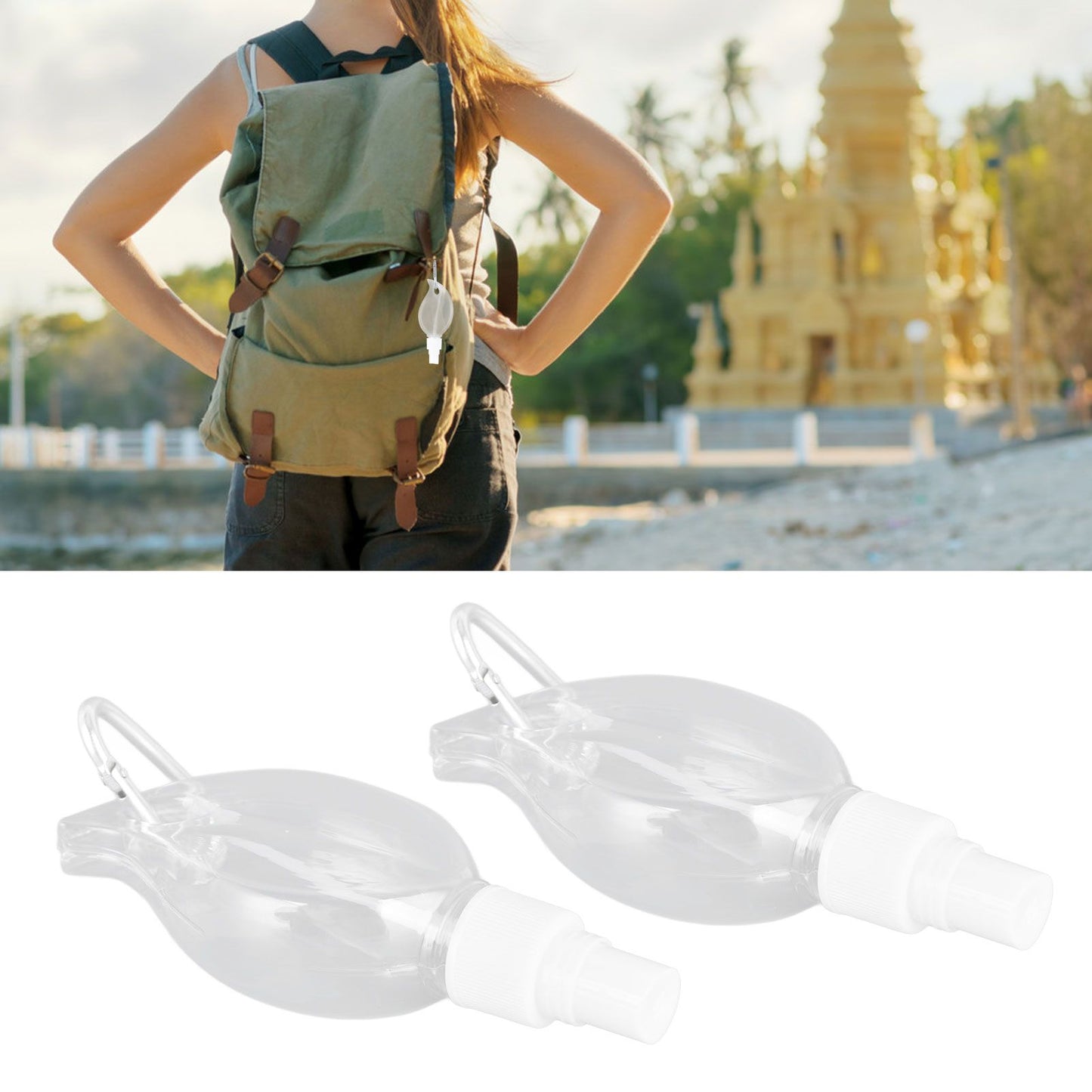 2 Pcs 50ml Travel Keychain Bottles Portable Plastic Clear Leakproof Refillable Empty Squeeze Container for V1294-YM0523-3115210217711