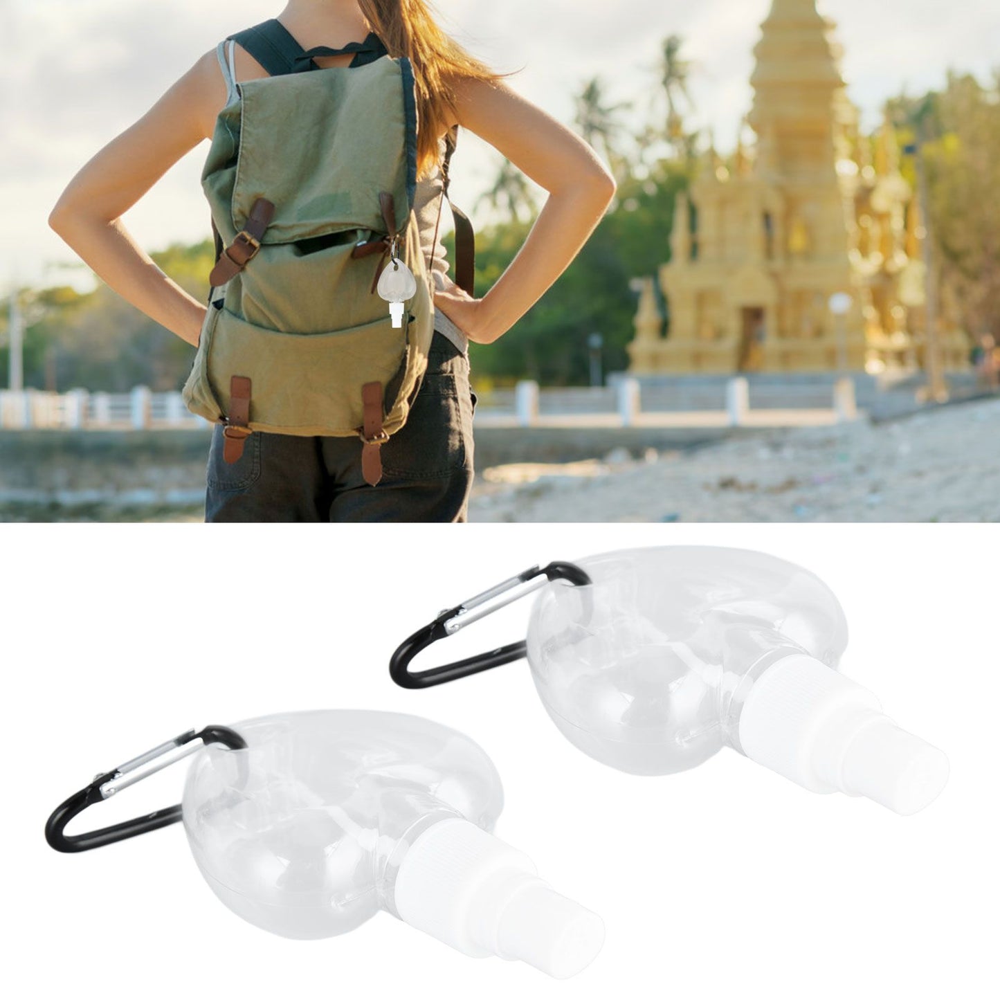 2 Pcs 50ml Travel Keychain Bottles Portable Plastic Clear Leakproof Refillable Empty Squeeze Container for V1294-YM0523-3115210217712