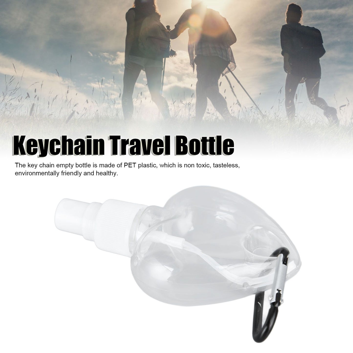2 Pcs 50ml Travel Keychain Bottles Portable Plastic Clear Leakproof Refillable Empty Squeeze Container for V1294-YM0523-3115210217712