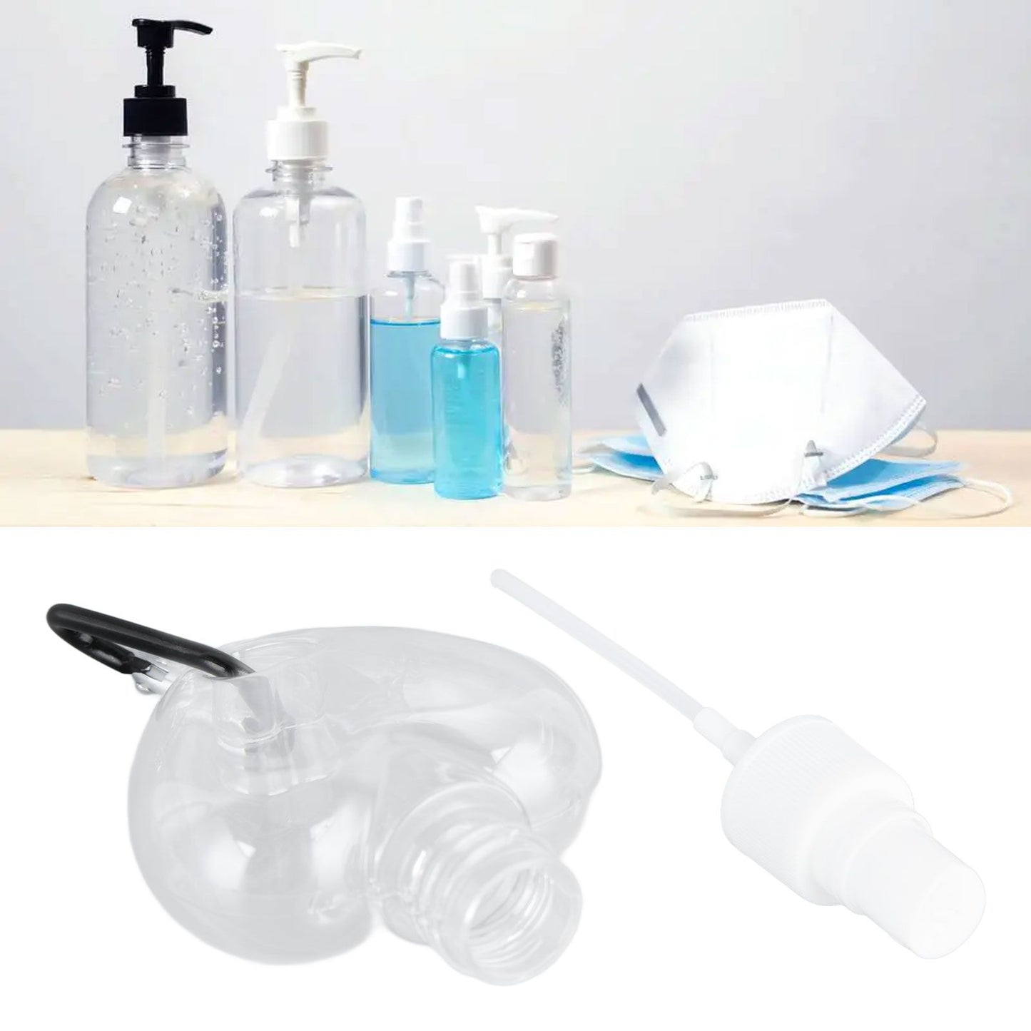 2 Pcs 50ml Travel Keychain Bottles Portable Plastic Clear Leakproof Refillable Empty Squeeze Container for V1294-YM0523-3115210217712