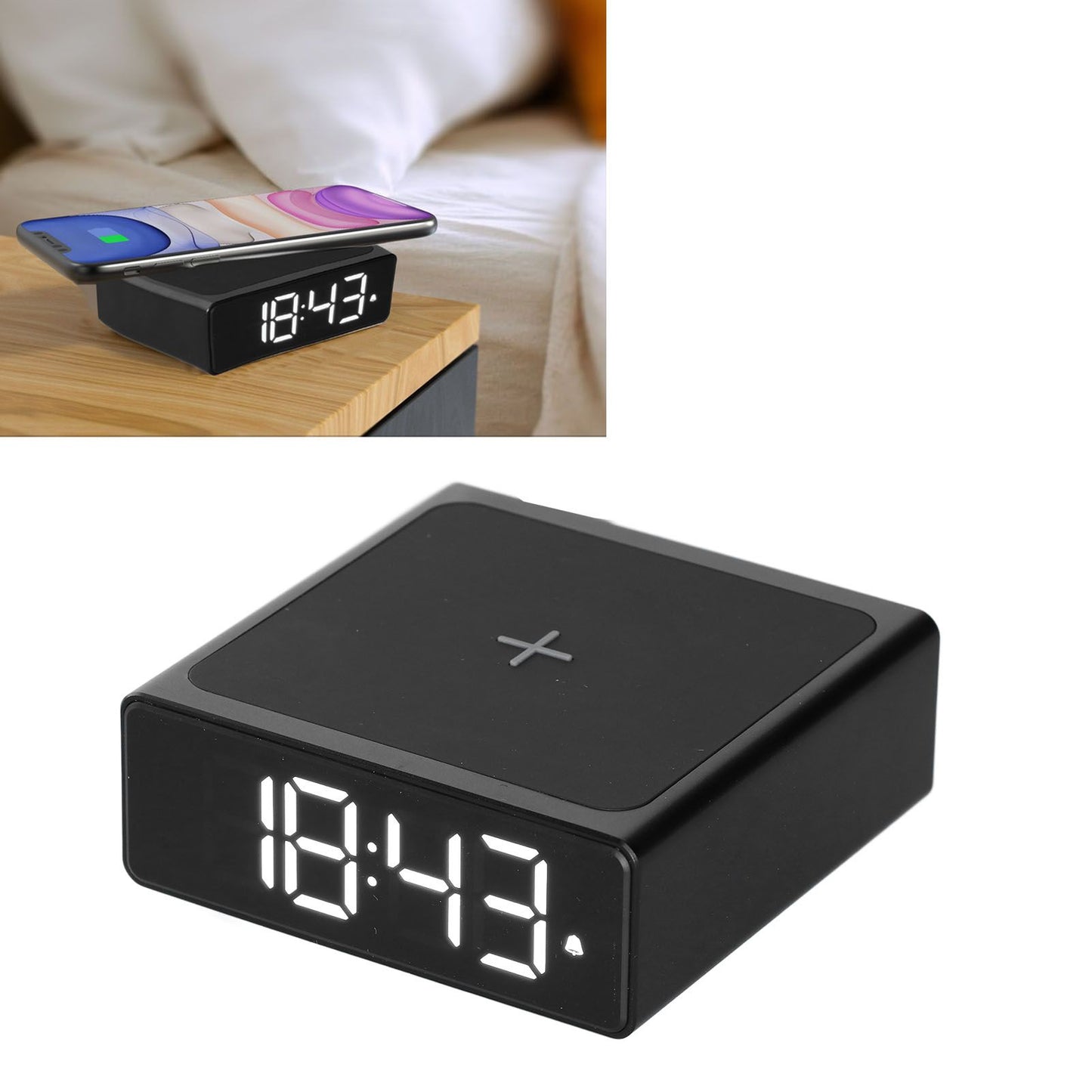 Digital Alarm Clock 3 In1 LED Desktop Digital Clock with Wireless Charging USB Power Supply for Bedroom V1294-YM0523-3115210217911