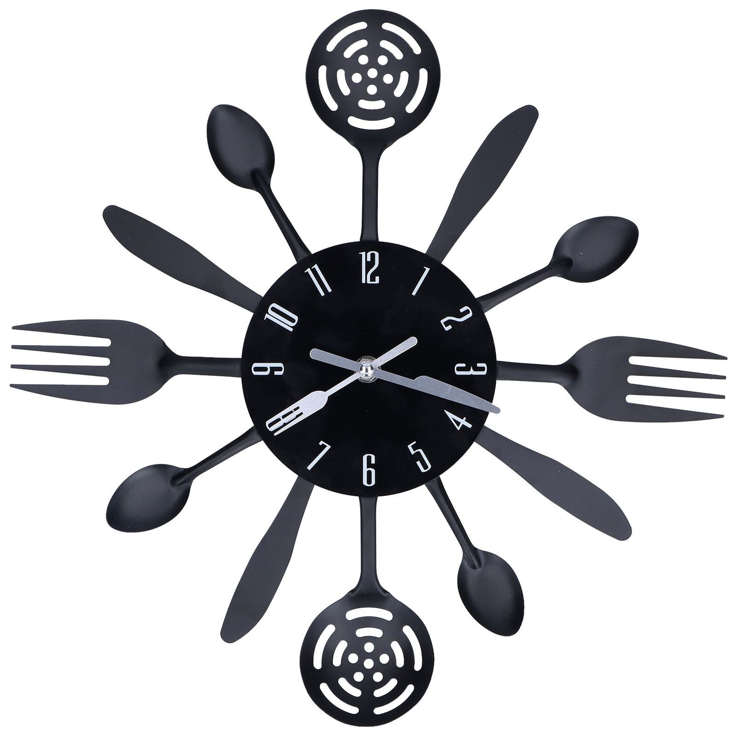 Black Kitchen Wall Clock Removable Modern Cutlery Kitchen Spoon Fork Wall Clock Home Decoration V1294-YM0523-3115210218311