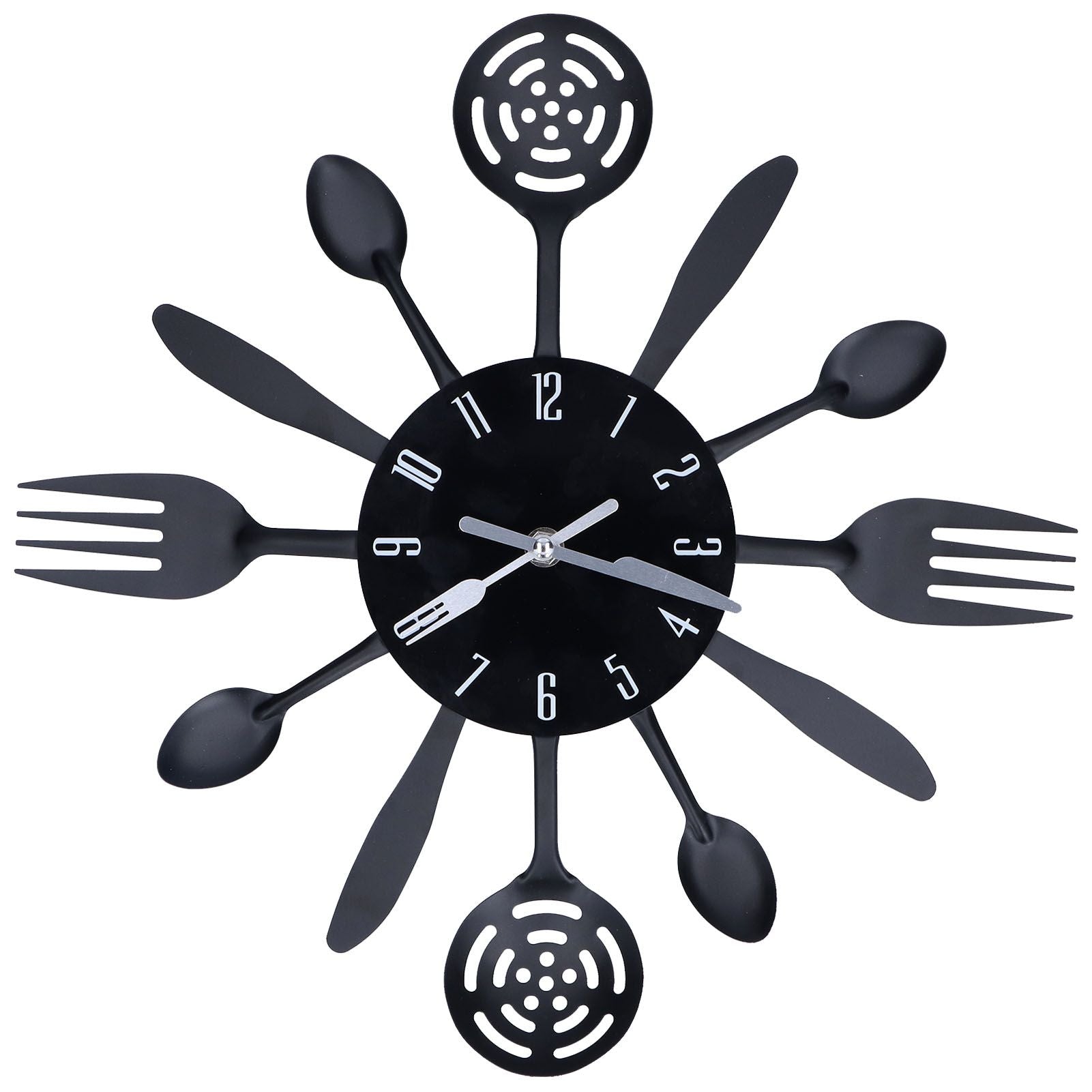 Black Kitchen Wall Clock Removable Modern Cutlery Kitchen Spoon Fork Wall Clock Home Decoration V1294-YM0523-3115210218311