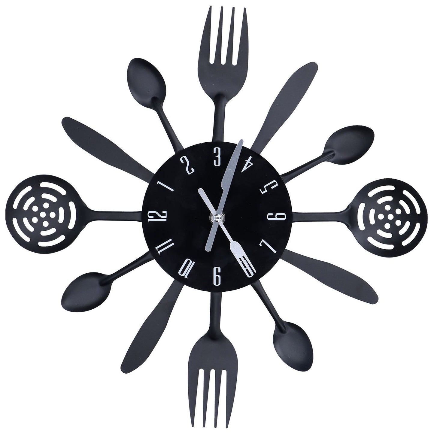 Black Kitchen Wall Clock Removable Modern Cutlery Kitchen Spoon Fork Wall Clock Home Decoration V1294-YM0523-3115210218311