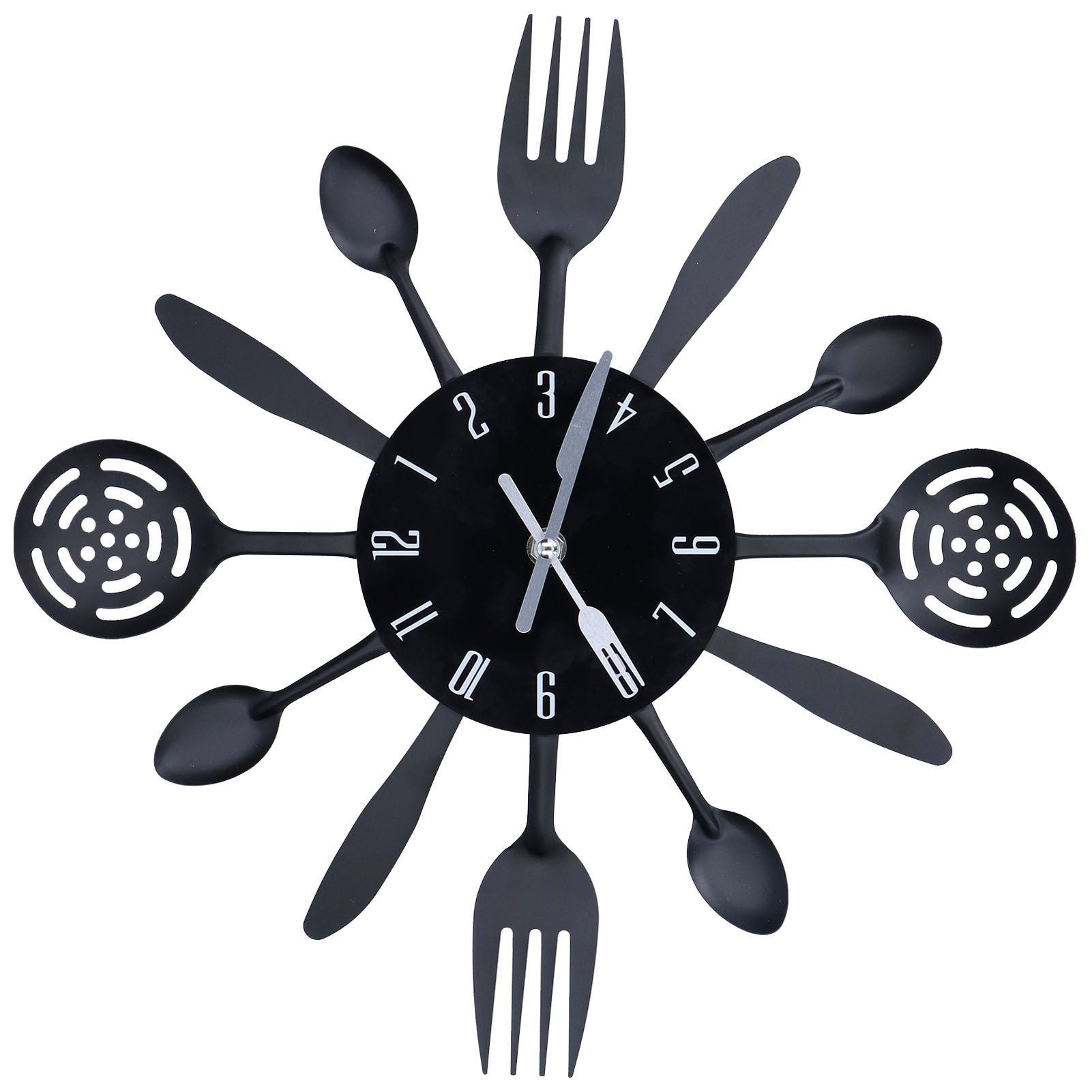Black Kitchen Wall Clock Removable Modern Cutlery Kitchen Spoon Fork Wall Clock Home Decoration V1294-YM0523-3115210218311