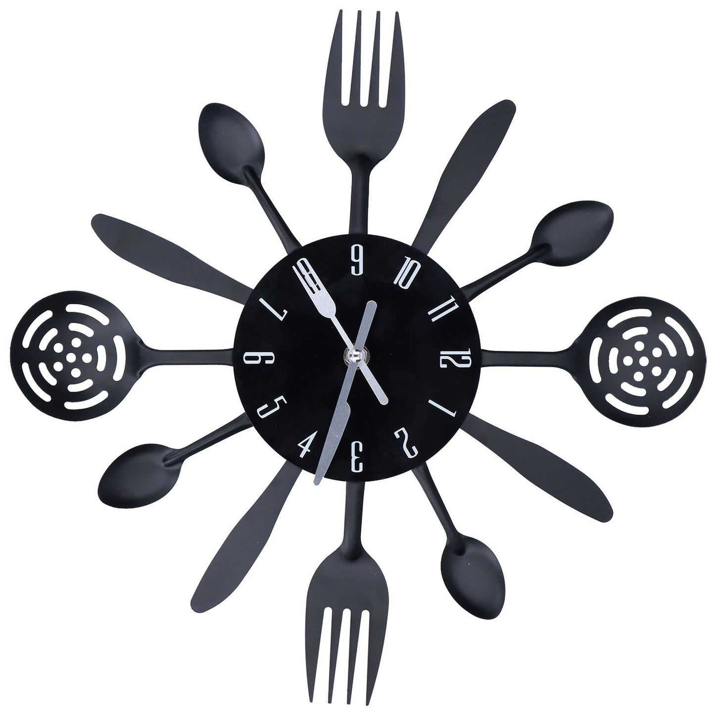 Black Kitchen Wall Clock Removable Modern Cutlery Kitchen Spoon Fork Wall Clock Home Decoration V1294-YM0523-3115210218311