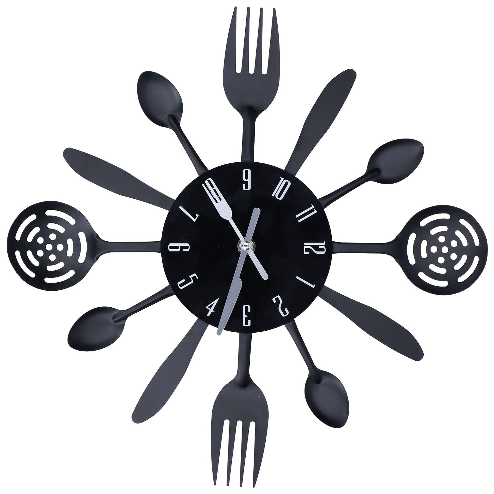 Black Kitchen Wall Clock Removable Modern Cutlery Kitchen Spoon Fork Wall Clock Home Decoration V1294-YM0523-3115210218311