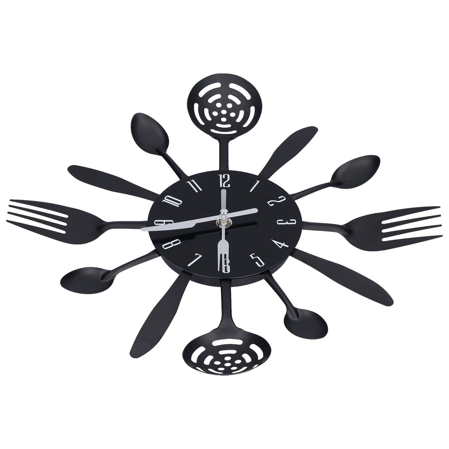 Black Kitchen Wall Clock Removable Modern Cutlery Kitchen Spoon Fork Wall Clock Home Decoration V1294-YM0523-3115210218311