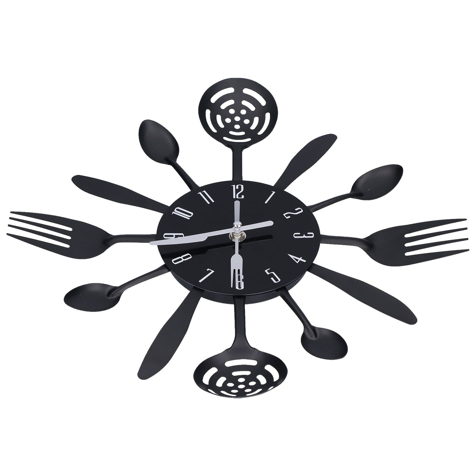 Black Kitchen Wall Clock Removable Modern Cutlery Kitchen Spoon Fork Wall Clock Home Decoration V1294-YM0523-3115210218311