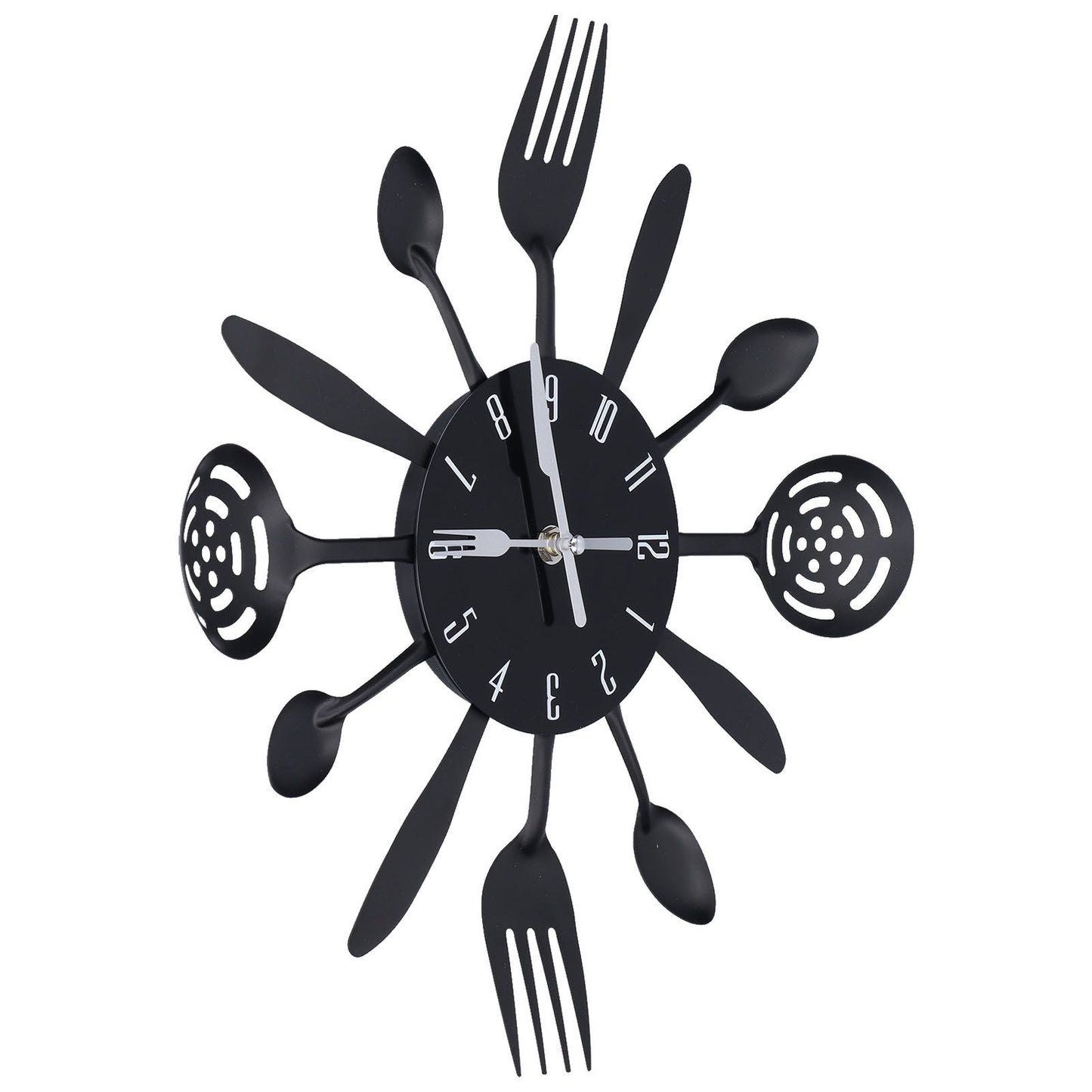Black Kitchen Wall Clock Removable Modern Cutlery Kitchen Spoon Fork Wall Clock Home Decoration V1294-YM0523-3115210218311
