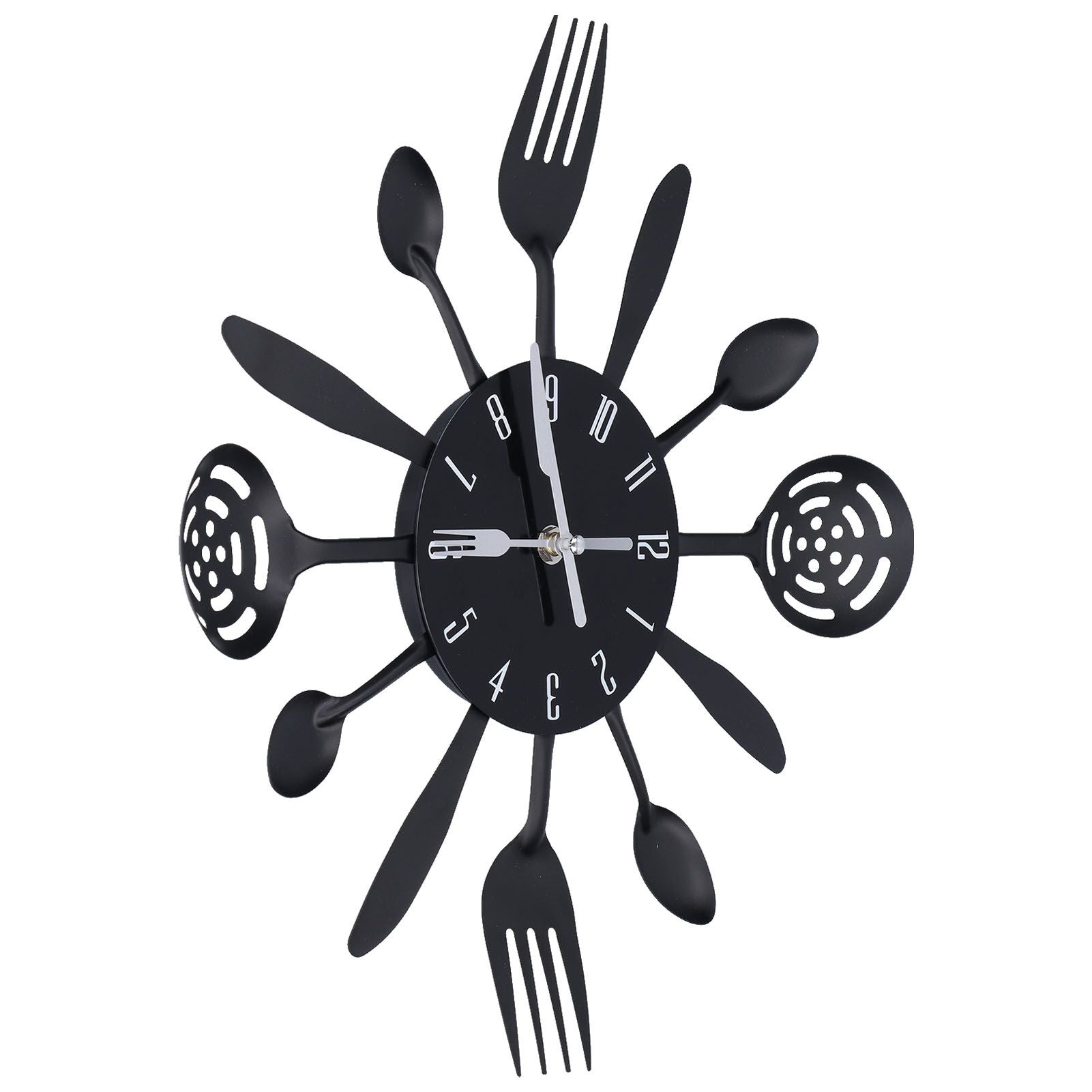 Black Kitchen Wall Clock Removable Modern Cutlery Kitchen Spoon Fork Wall Clock Home Decoration V1294-YM0523-3115210218311