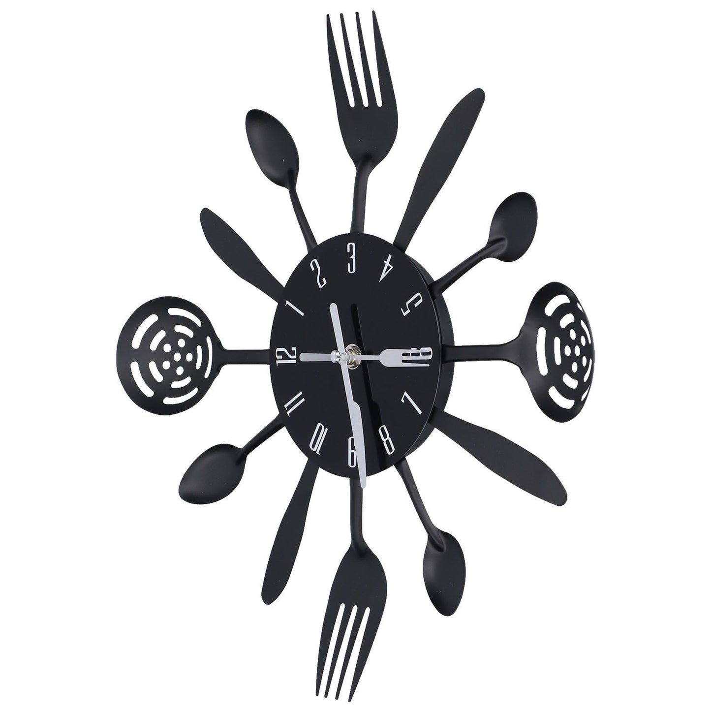 Black Kitchen Wall Clock Removable Modern Cutlery Kitchen Spoon Fork Wall Clock Home Decoration V1294-YM0523-3115210218311