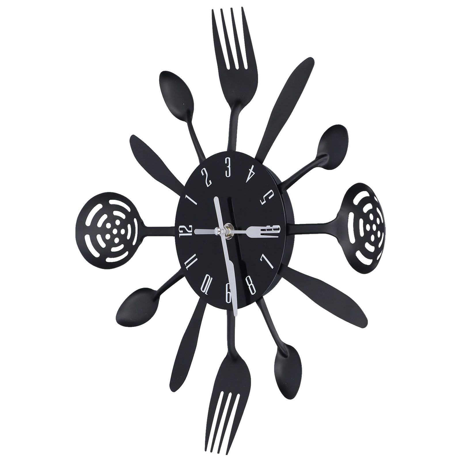 Black Kitchen Wall Clock Removable Modern Cutlery Kitchen Spoon Fork Wall Clock Home Decoration V1294-YM0523-3115210218311