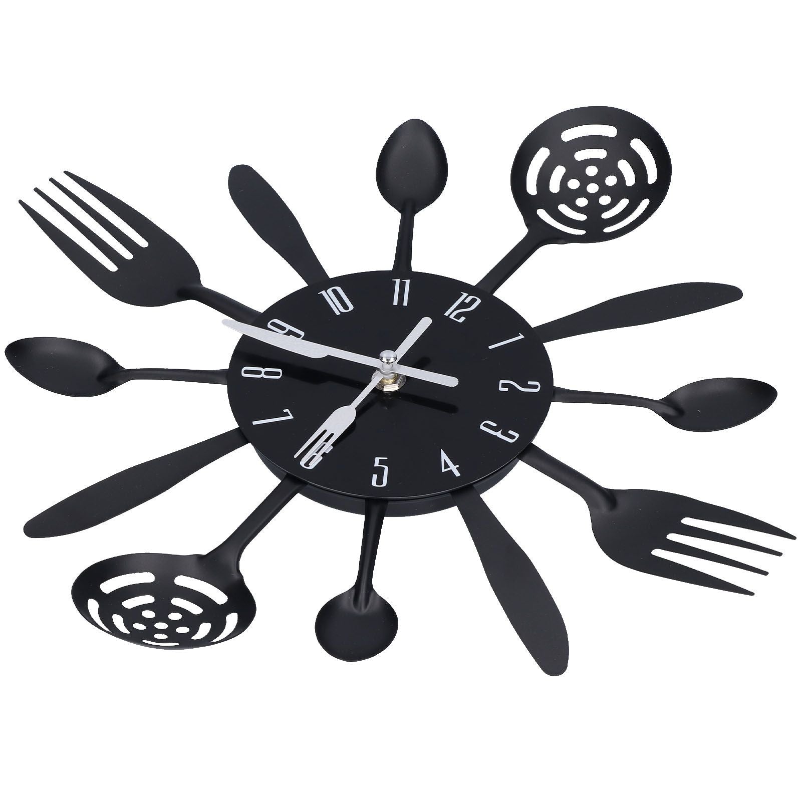 Black Kitchen Wall Clock Removable Modern Cutlery Kitchen Spoon Fork Wall Clock Home Decoration V1294-YM0523-3115210218311