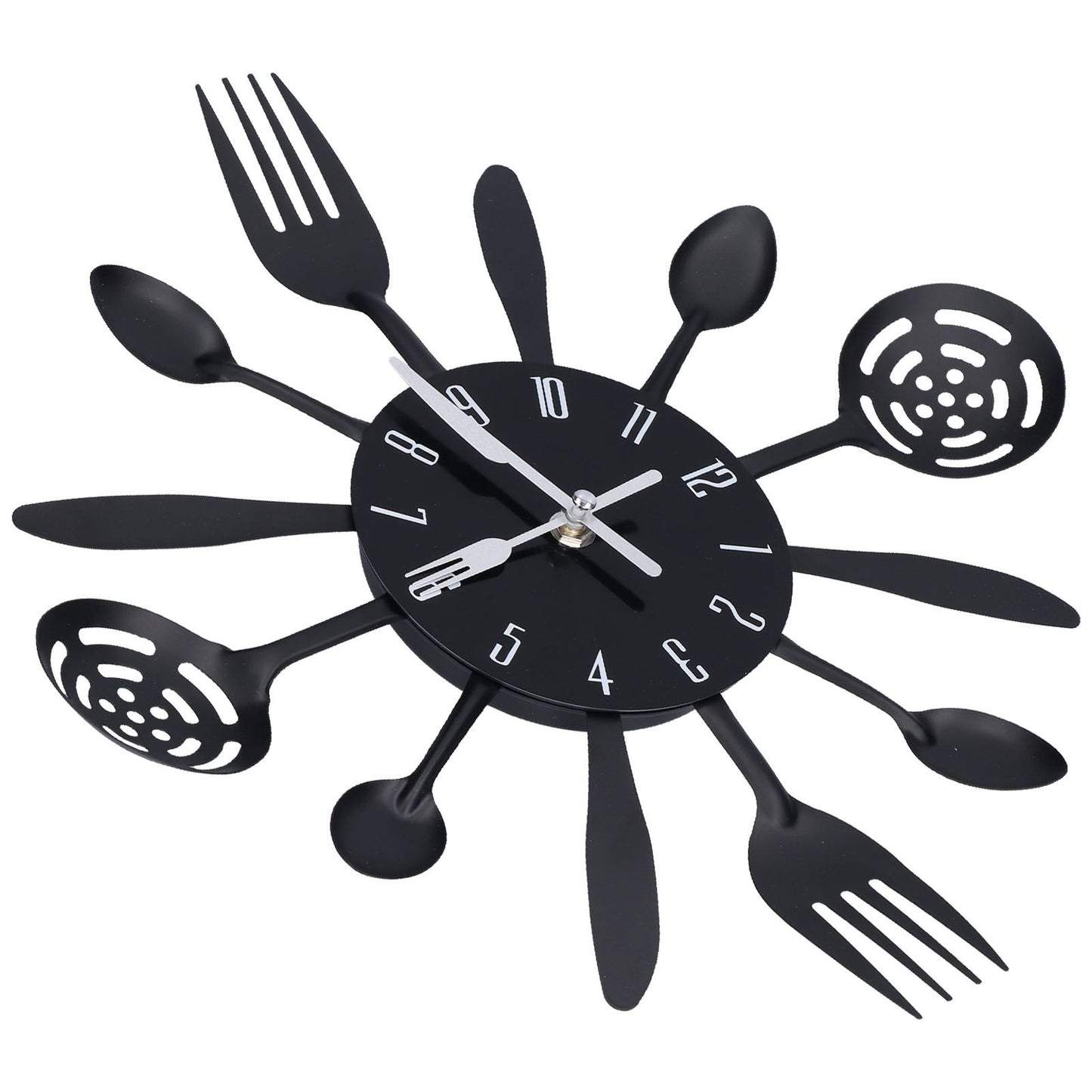 Black Kitchen Wall Clock Removable Modern Cutlery Kitchen Spoon Fork Wall Clock Home Decoration V1294-YM0523-3115210218311