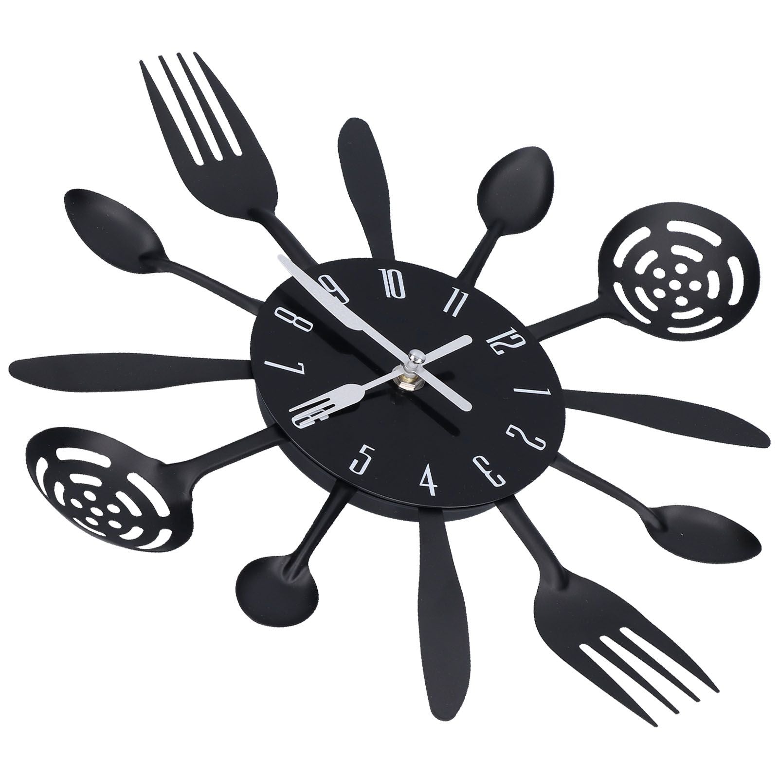 Black Kitchen Wall Clock Removable Modern Cutlery Kitchen Spoon Fork Wall Clock Home Decoration V1294-YM0523-3115210218311
