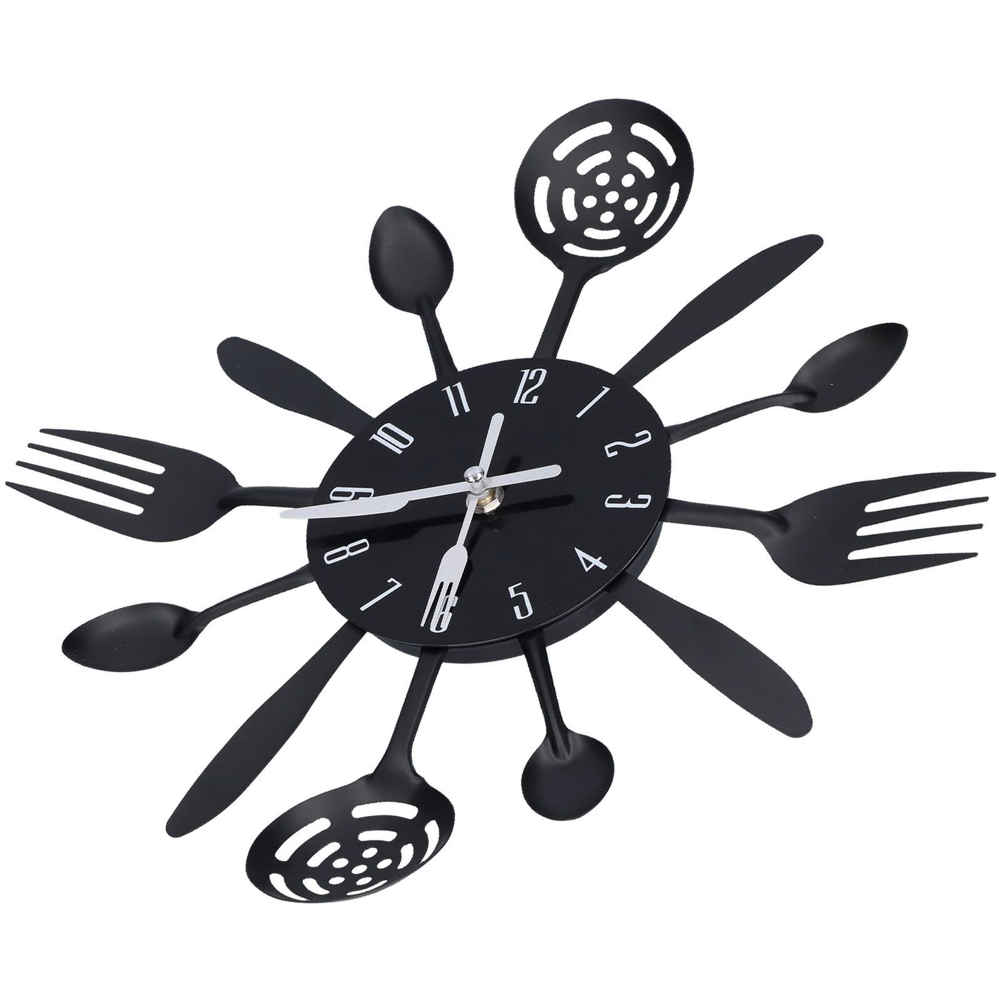 Black Kitchen Wall Clock Removable Modern Cutlery Kitchen Spoon Fork Wall Clock Home Decoration V1294-YM0523-3115210218311