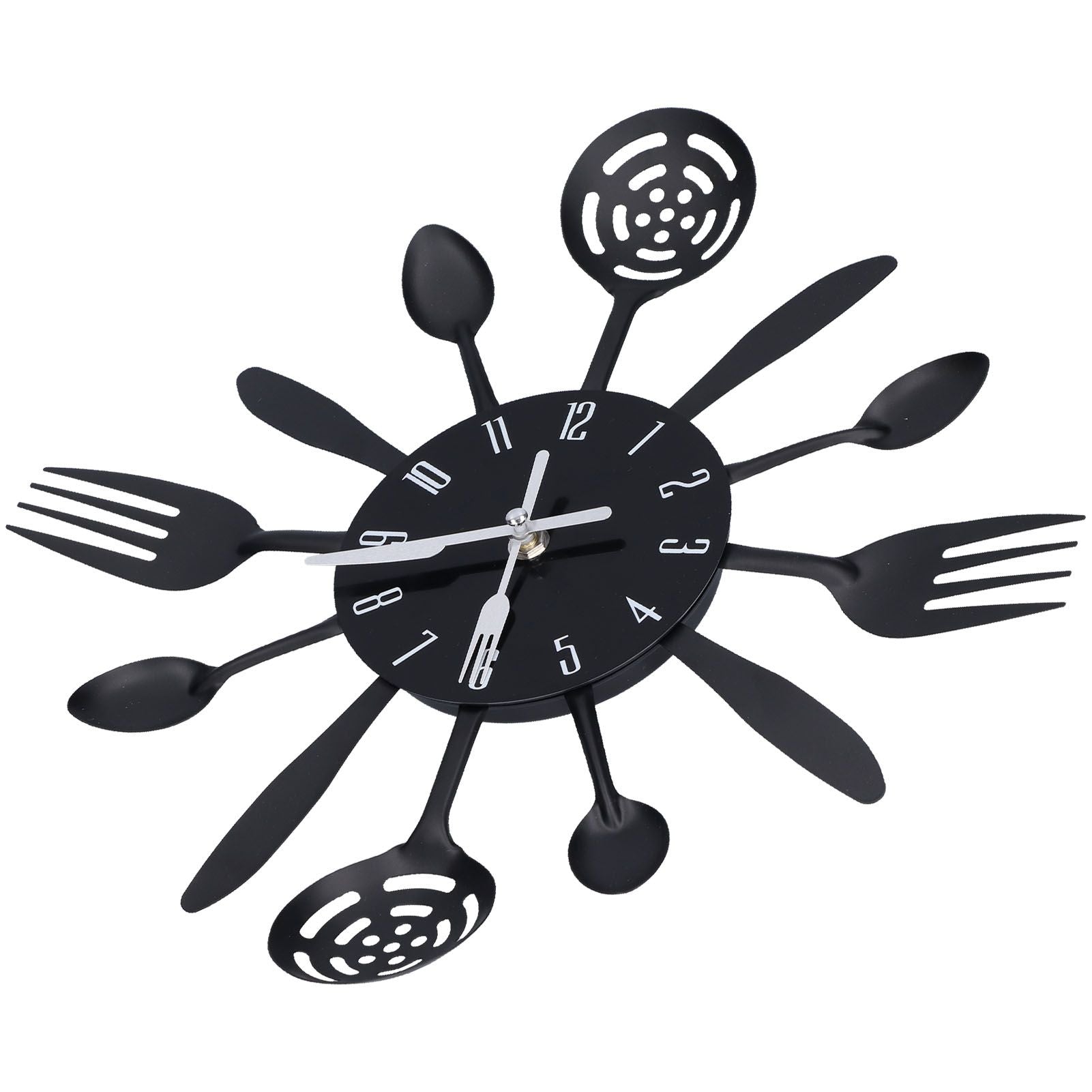 Black Kitchen Wall Clock Removable Modern Cutlery Kitchen Spoon Fork Wall Clock Home Decoration V1294-YM0523-3115210218311