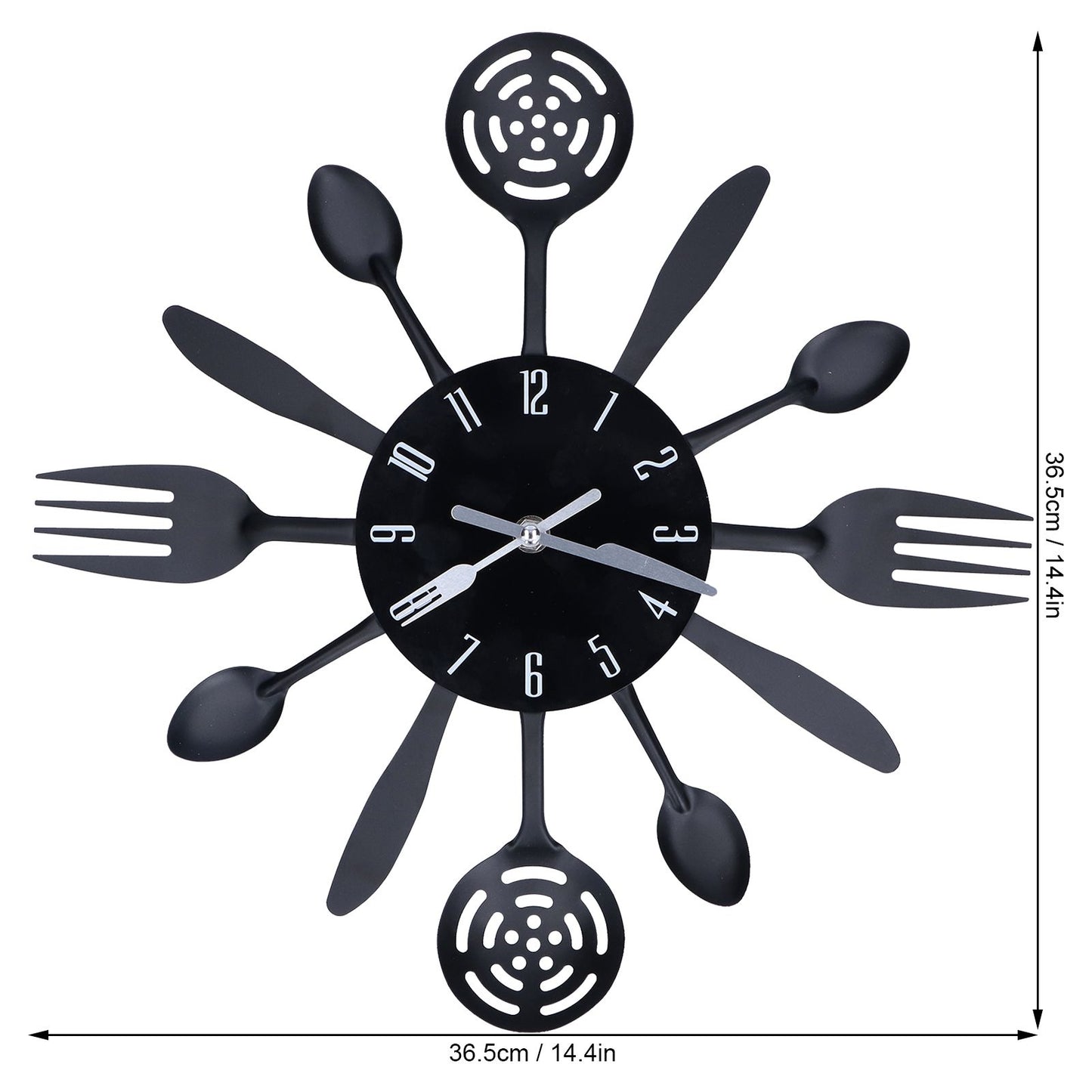 Black Kitchen Wall Clock Removable Modern Cutlery Kitchen Spoon Fork Wall Clock Home Decoration V1294-YM0523-3115210218311