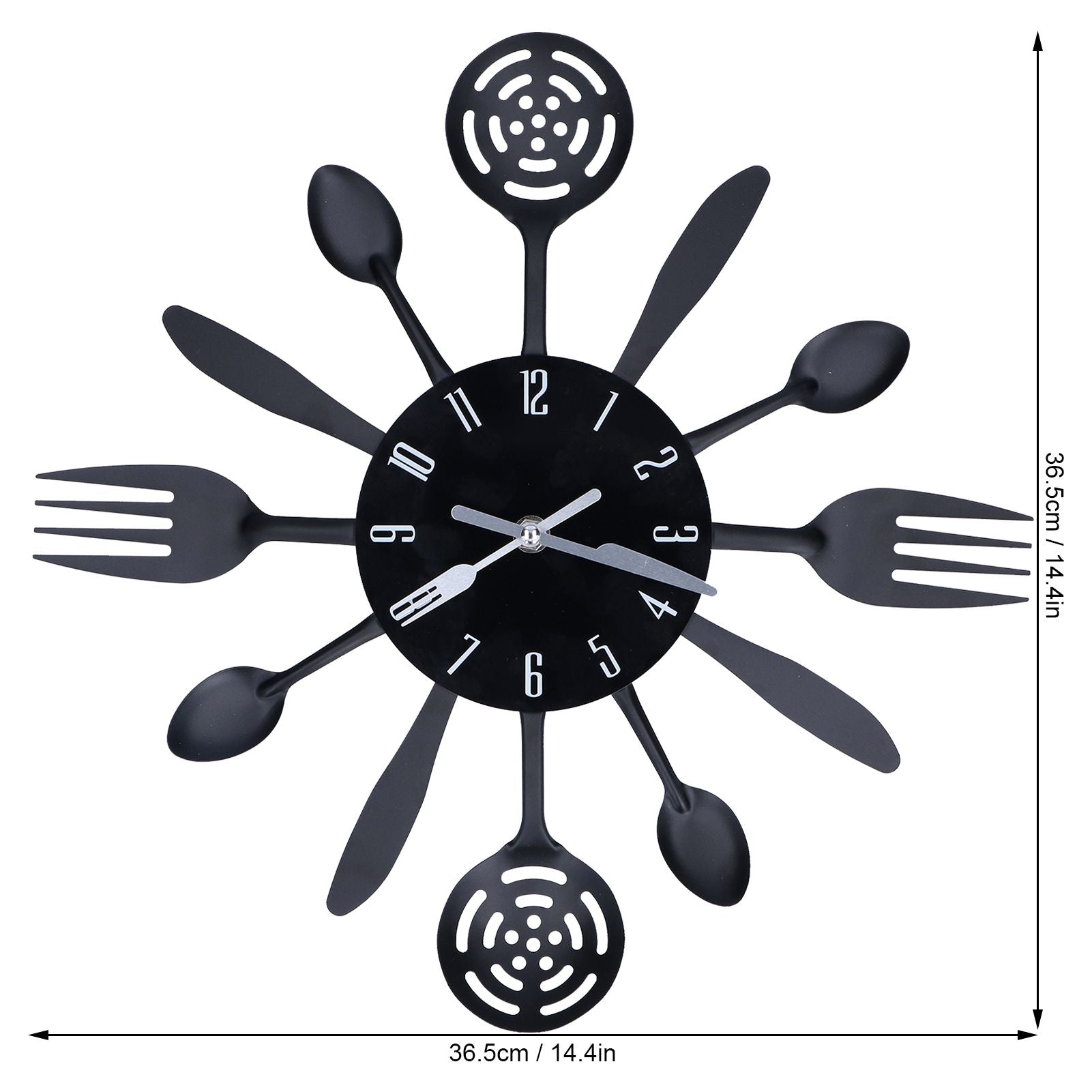 Black Kitchen Wall Clock Removable Modern Cutlery Kitchen Spoon Fork Wall Clock Home Decoration V1294-YM0523-3115210218311