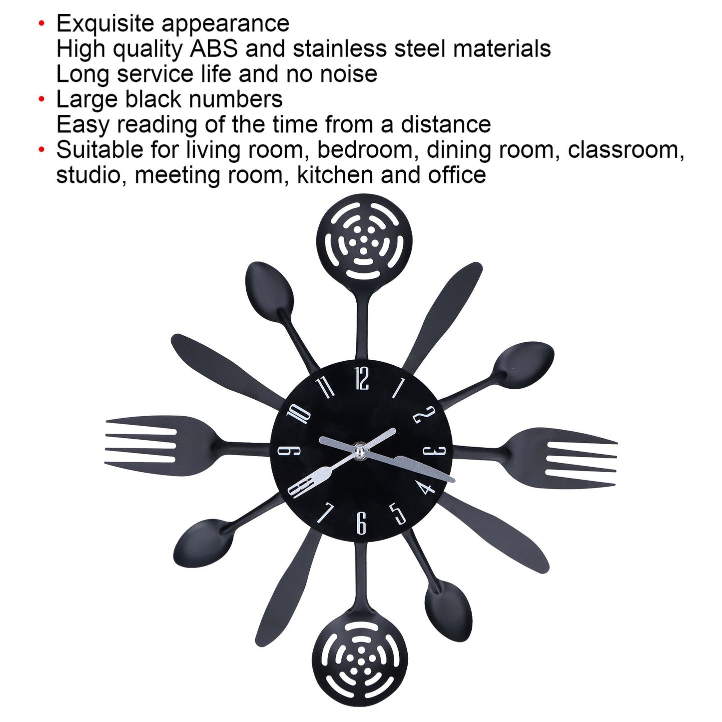Black Kitchen Wall Clock Removable Modern Cutlery Kitchen Spoon Fork Wall Clock Home Decoration V1294-YM0523-3115210218311