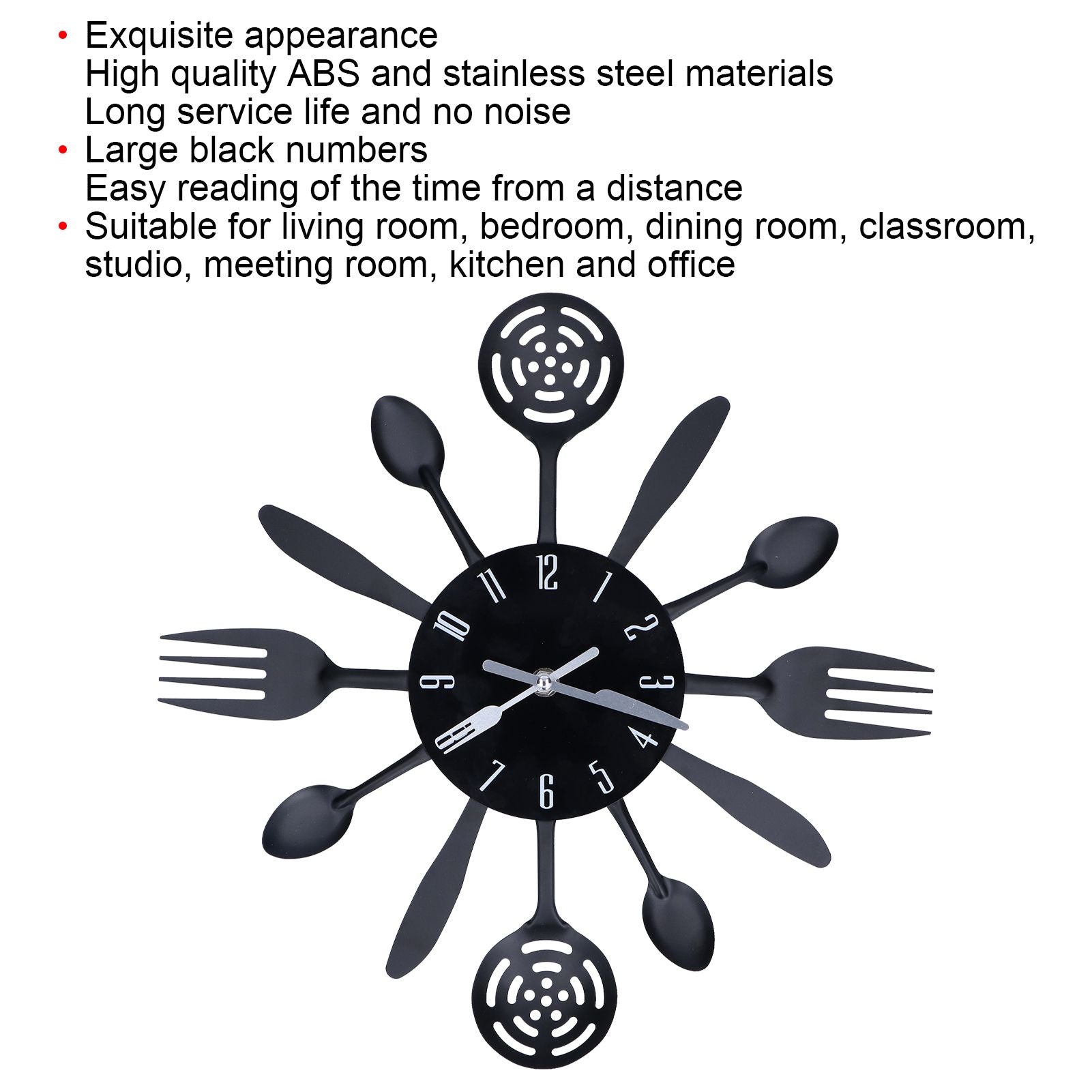 Black Kitchen Wall Clock Removable Modern Cutlery Kitchen Spoon Fork Wall Clock Home Decoration V1294-YM0523-3115210218311