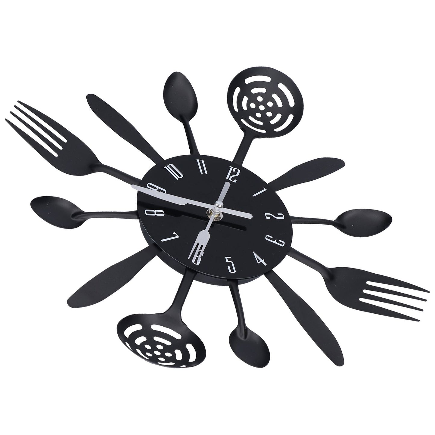 Black Kitchen Wall Clock Removable Modern Cutlery Kitchen Spoon Fork Wall Clock Home Decoration V1294-YM0523-3115210218311