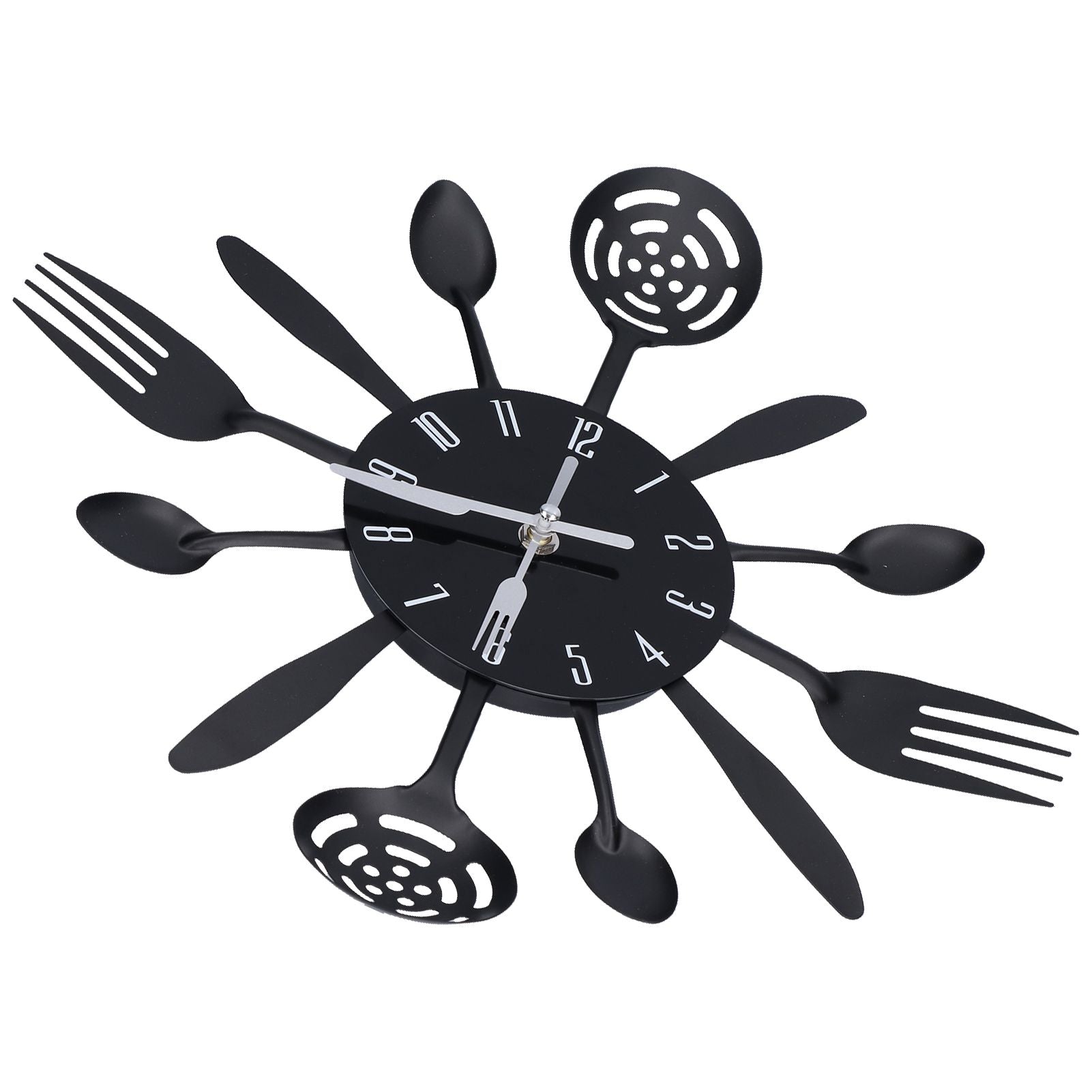 Black Kitchen Wall Clock Removable Modern Cutlery Kitchen Spoon Fork Wall Clock Home Decoration V1294-YM0523-3115210218311