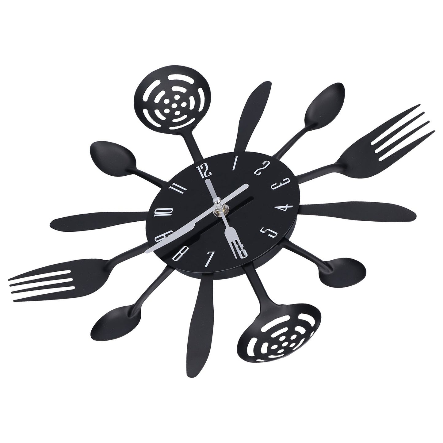 Black Kitchen Wall Clock Removable Modern Cutlery Kitchen Spoon Fork Wall Clock Home Decoration V1294-YM0523-3115210218311