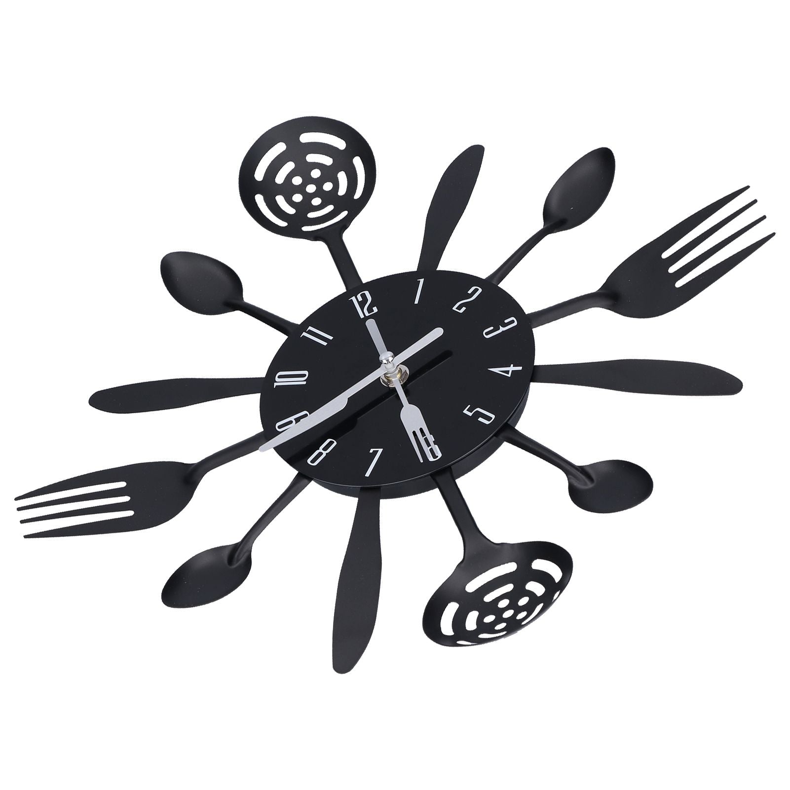 Black Kitchen Wall Clock Removable Modern Cutlery Kitchen Spoon Fork Wall Clock Home Decoration V1294-YM0523-3115210218311