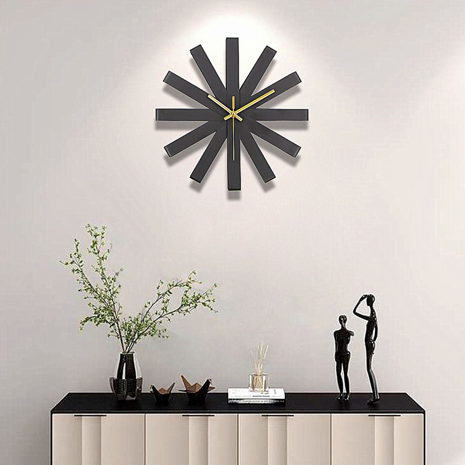 Living Room Clock Stainless Steel Silent Movement Creativity Wall Clock Modern DecorBlack V1294-YM0523-3115210218411