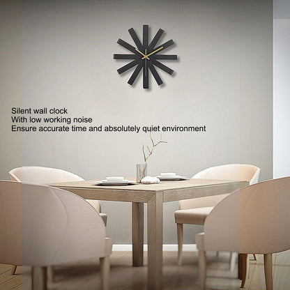 Living Room Clock Stainless Steel Silent Movement Creativity Wall Clock Modern DecorBlack V1294-YM0523-3115210218411