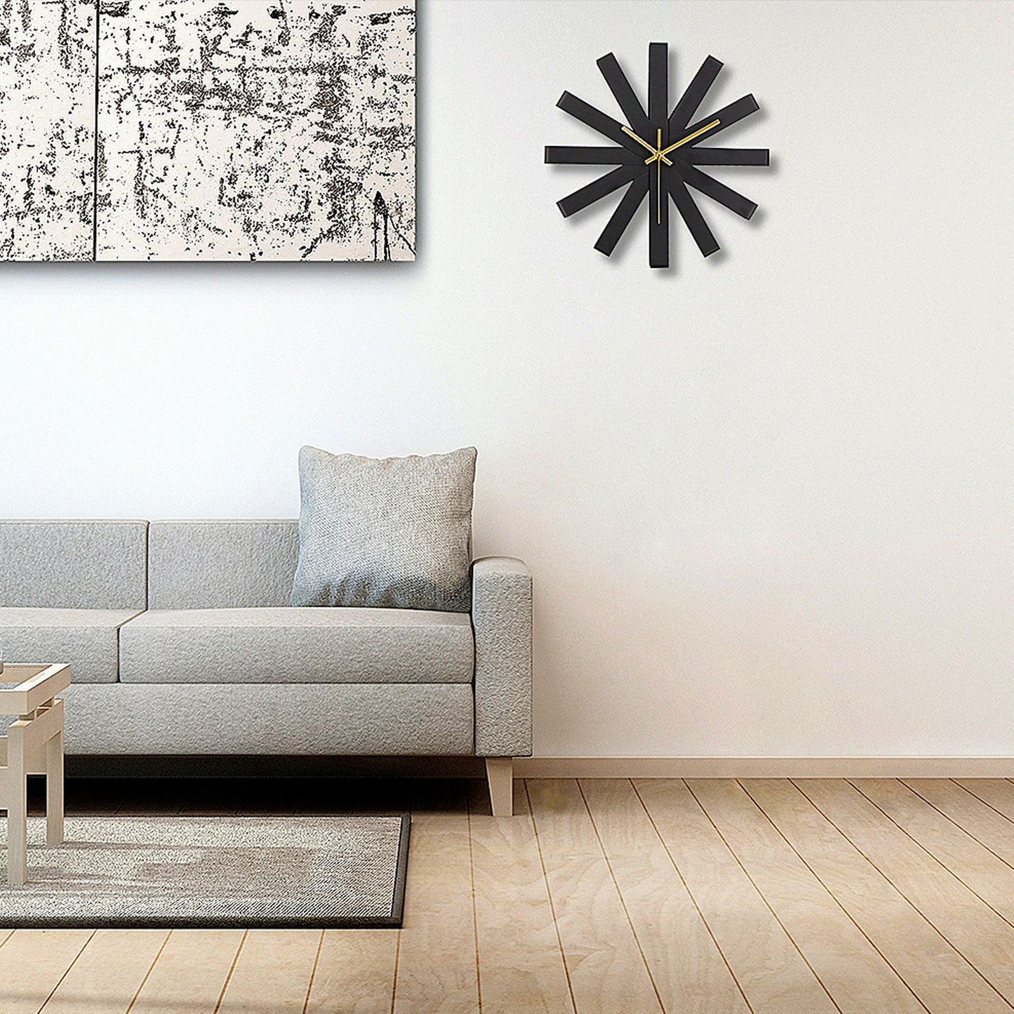 Living Room Clock Stainless Steel Silent Movement Creativity Wall Clock Modern DecorBlack V1294-YM0523-3115210218411