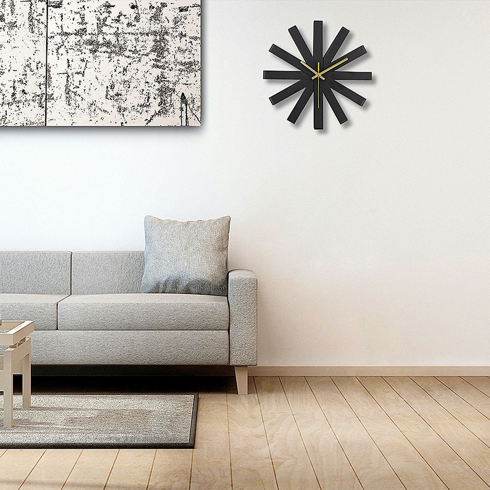 Living Room Clock Stainless Steel Silent Movement Creativity Wall Clock Modern DecorBlack V1294-YM0523-3115210218411