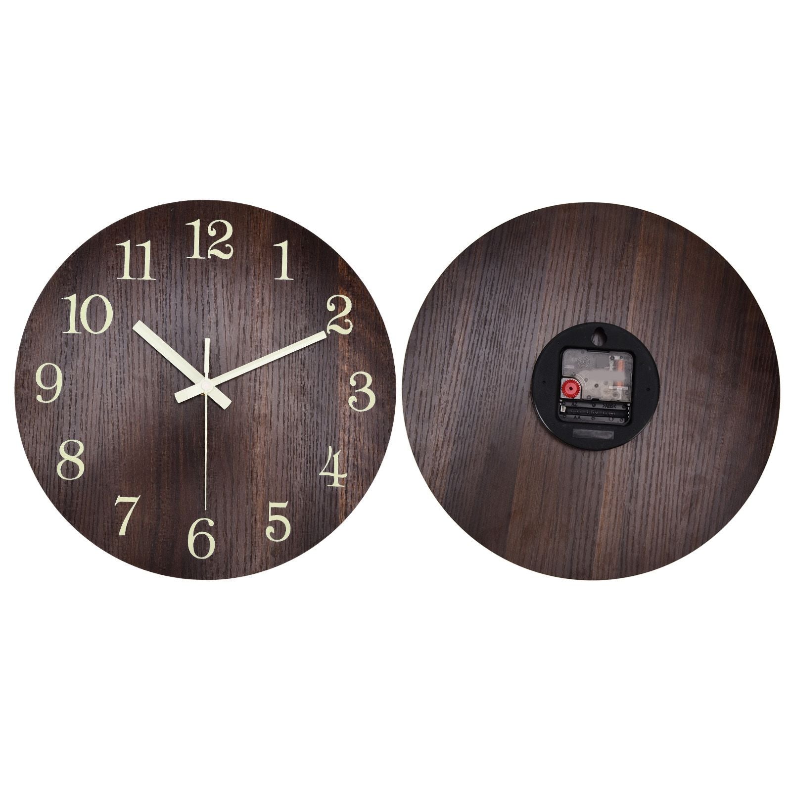 Wood Wall Clock Retro Style Quiet Silent Quartz Movement 3D Luminous Retro Wall Clock for Bedroom Office V1294-YM0523-3115210218811