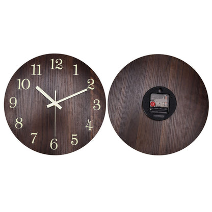 Wood Wall Clock Retro Style Quiet Silent Quartz Movement 3D Luminous Retro Wall Clock for Bedroom Office V1294-YM0523-3115210218811