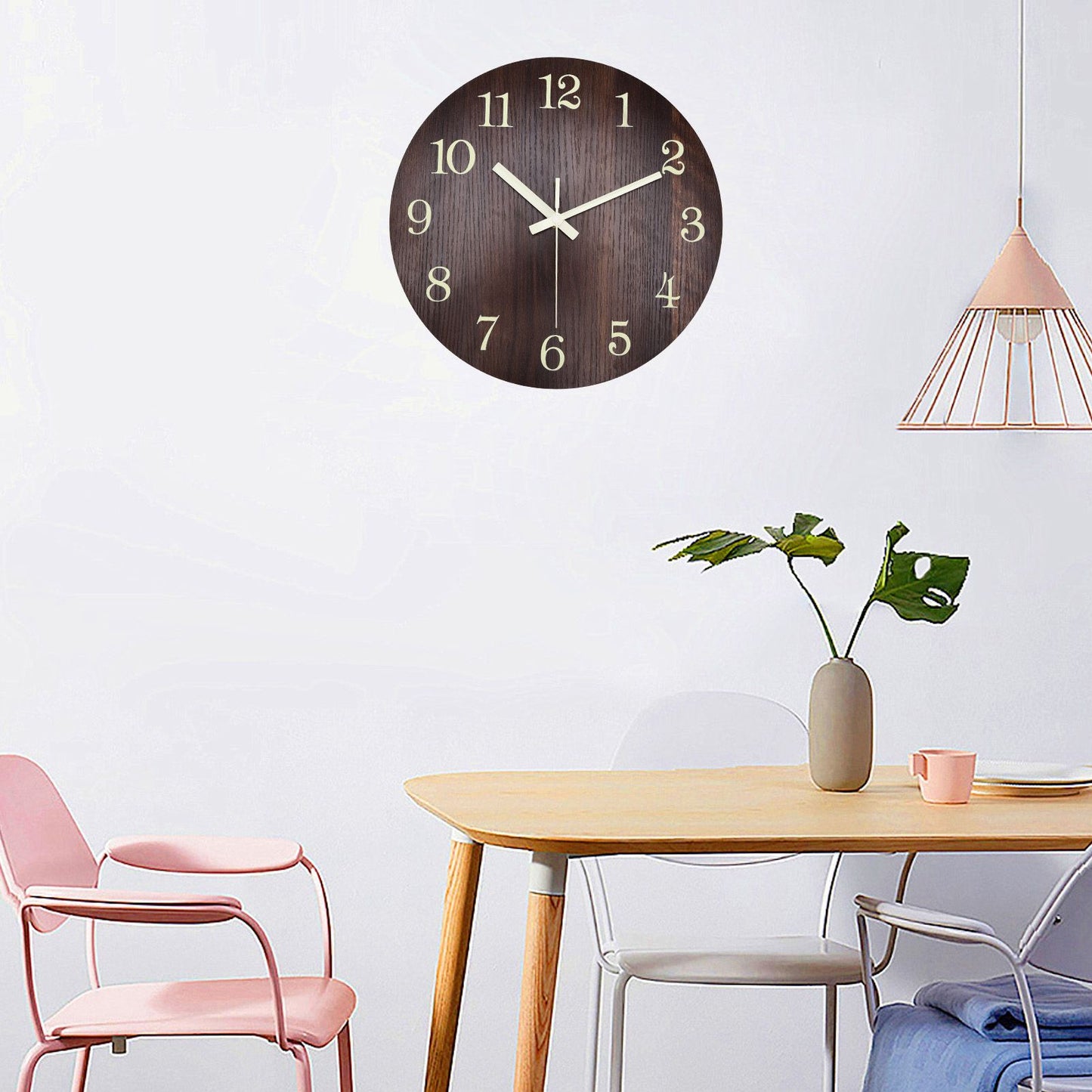 Wood Wall Clock Retro Style Quiet Silent Quartz Movement 3D Luminous Retro Wall Clock for Bedroom Office V1294-YM0523-3115210218811
