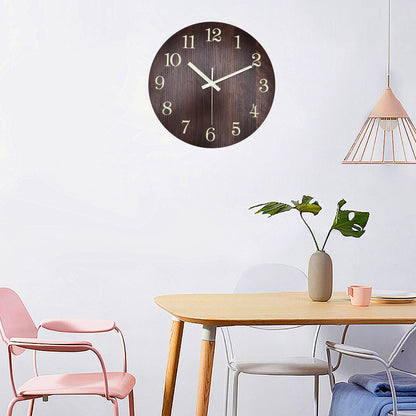 Wood Wall Clock Retro Style Quiet Silent Quartz Movement 3D Luminous Retro Wall Clock for Bedroom Office V1294-YM0523-3115210218811