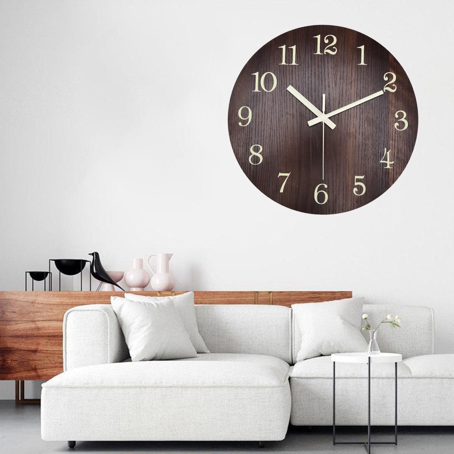 Wood Wall Clock Retro Style Quiet Silent Quartz Movement 3D Luminous Retro Wall Clock for Bedroom Office V1294-YM0523-3115210218811