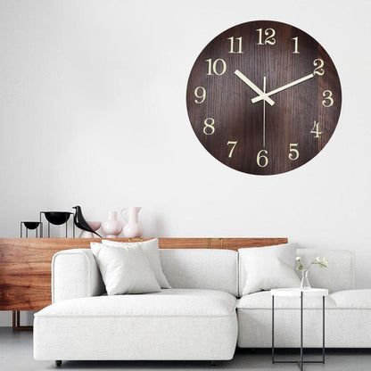 Wood Wall Clock Retro Style Quiet Silent Quartz Movement 3D Luminous Retro Wall Clock for Bedroom Office V1294-YM0523-3115210218811
