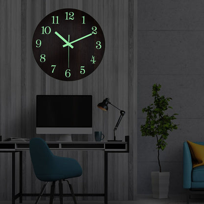 Wood Wall Clock Retro Style Quiet Silent Quartz Movement 3D Luminous Retro Wall Clock for Bedroom Office V1294-YM0523-3115210218811