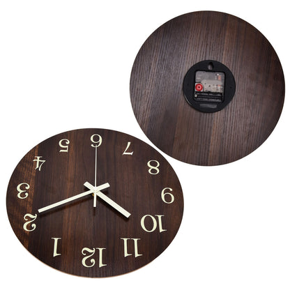Wood Wall Clock Retro Style Quiet Silent Quartz Movement 3D Luminous Retro Wall Clock for Bedroom Office V1294-YM0523-3115210218811