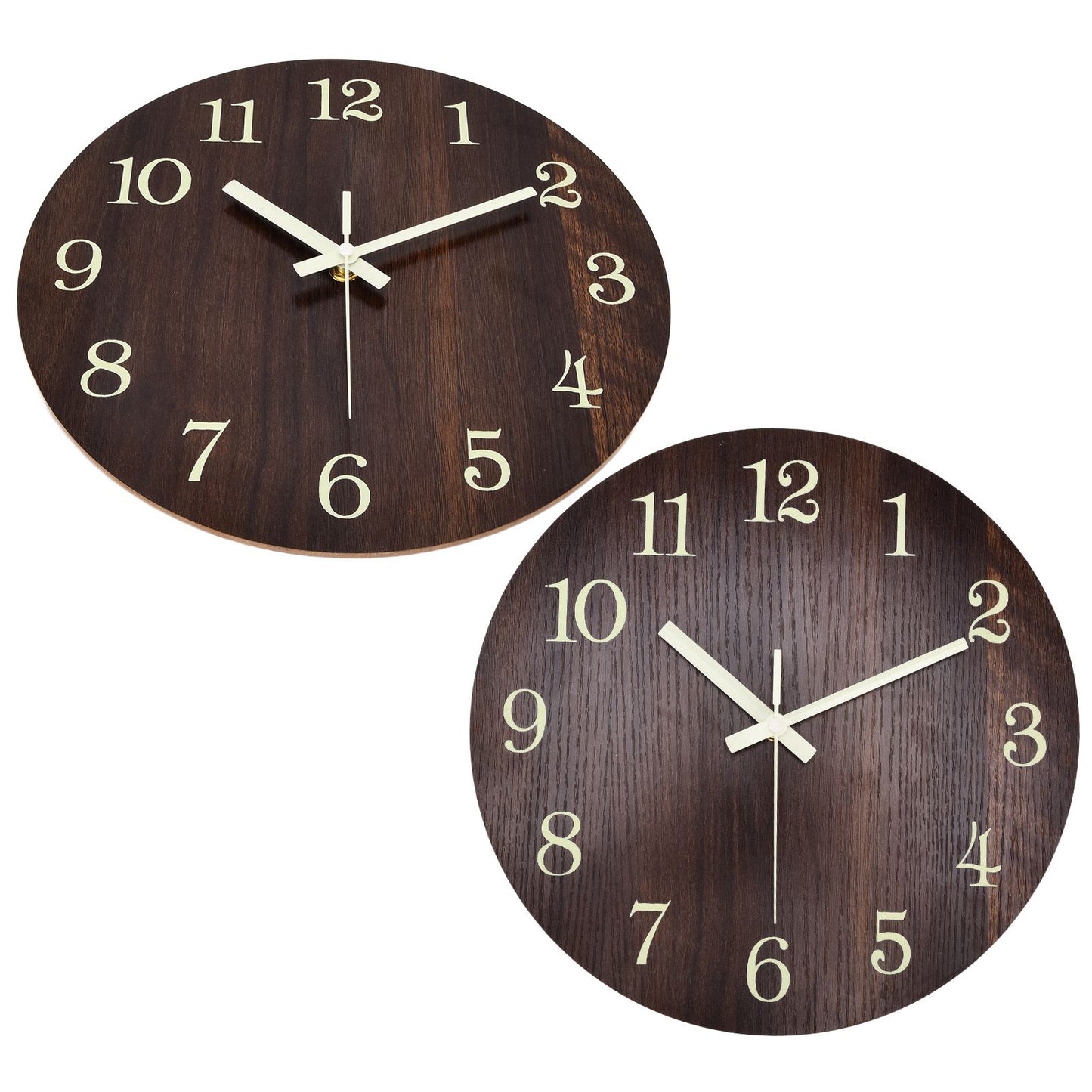 Wood Wall Clock Retro Style Quiet Silent Quartz Movement 3D Luminous Retro Wall Clock for Bedroom Office V1294-YM0523-3115210218811
