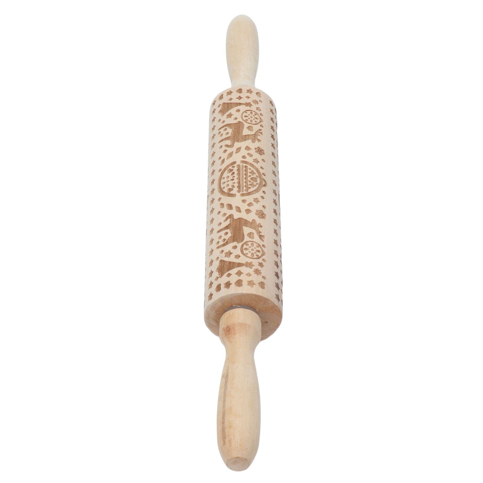 Christmas Rolling Pin Christmas Embrossed Wooden Rolling Pins with Reindeer Pattern for Baking Cookies V1294-YM0523-3115210219011