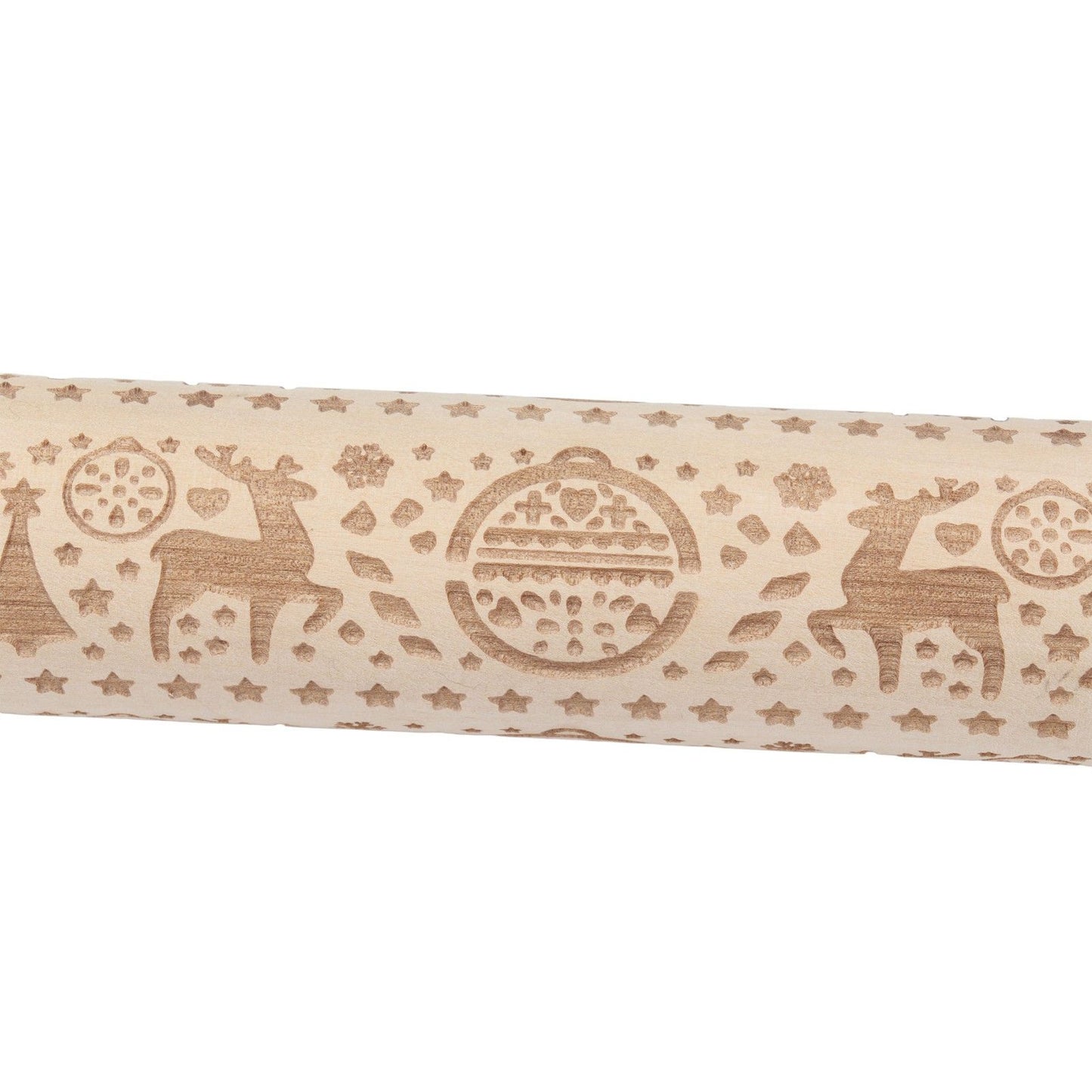 Christmas Rolling Pin Christmas Embrossed Wooden Rolling Pins with Reindeer Pattern for Baking Cookies V1294-YM0523-3115210219011