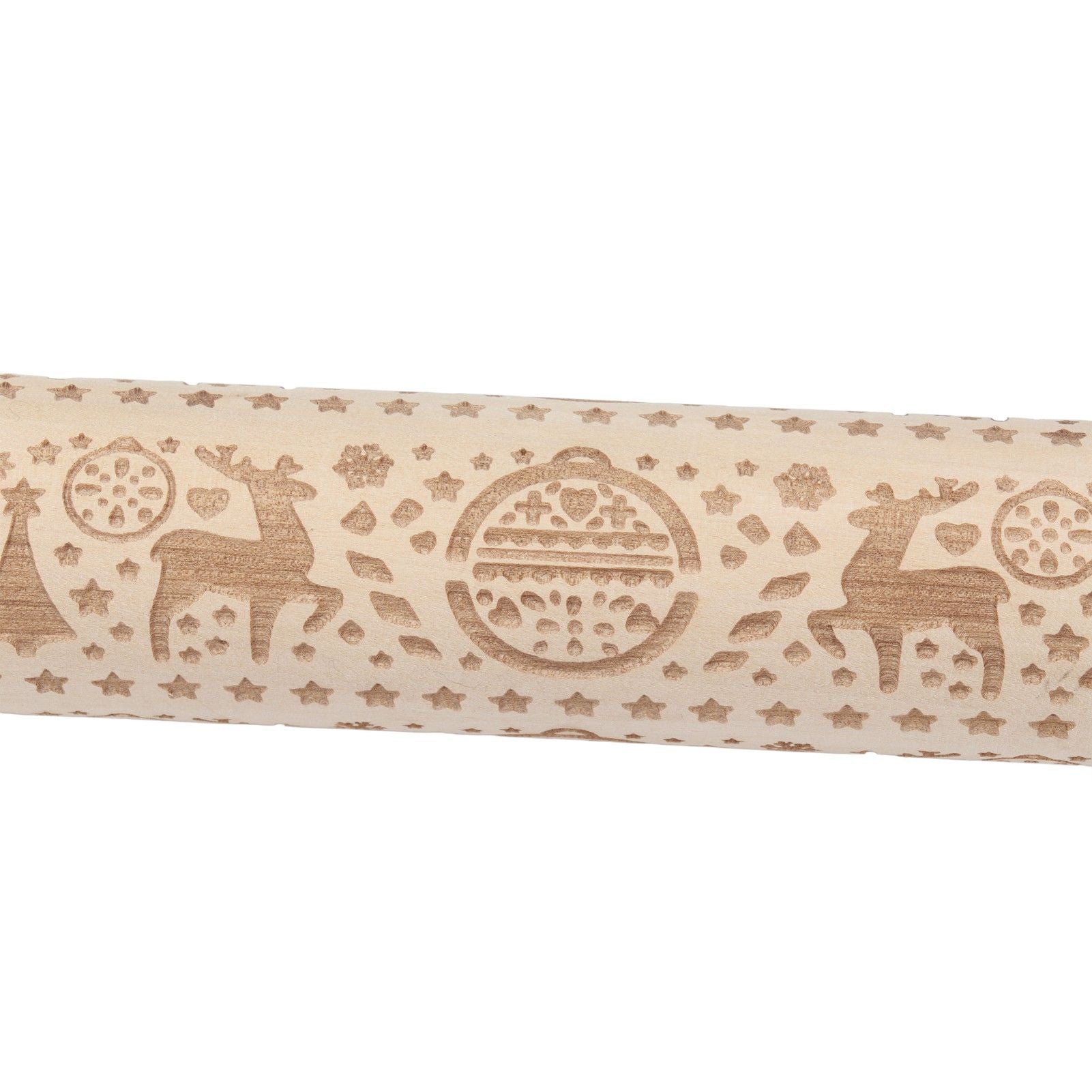 Christmas Rolling Pin Christmas Embrossed Wooden Rolling Pins with Reindeer Pattern for Baking Cookies V1294-YM0523-3115210219011