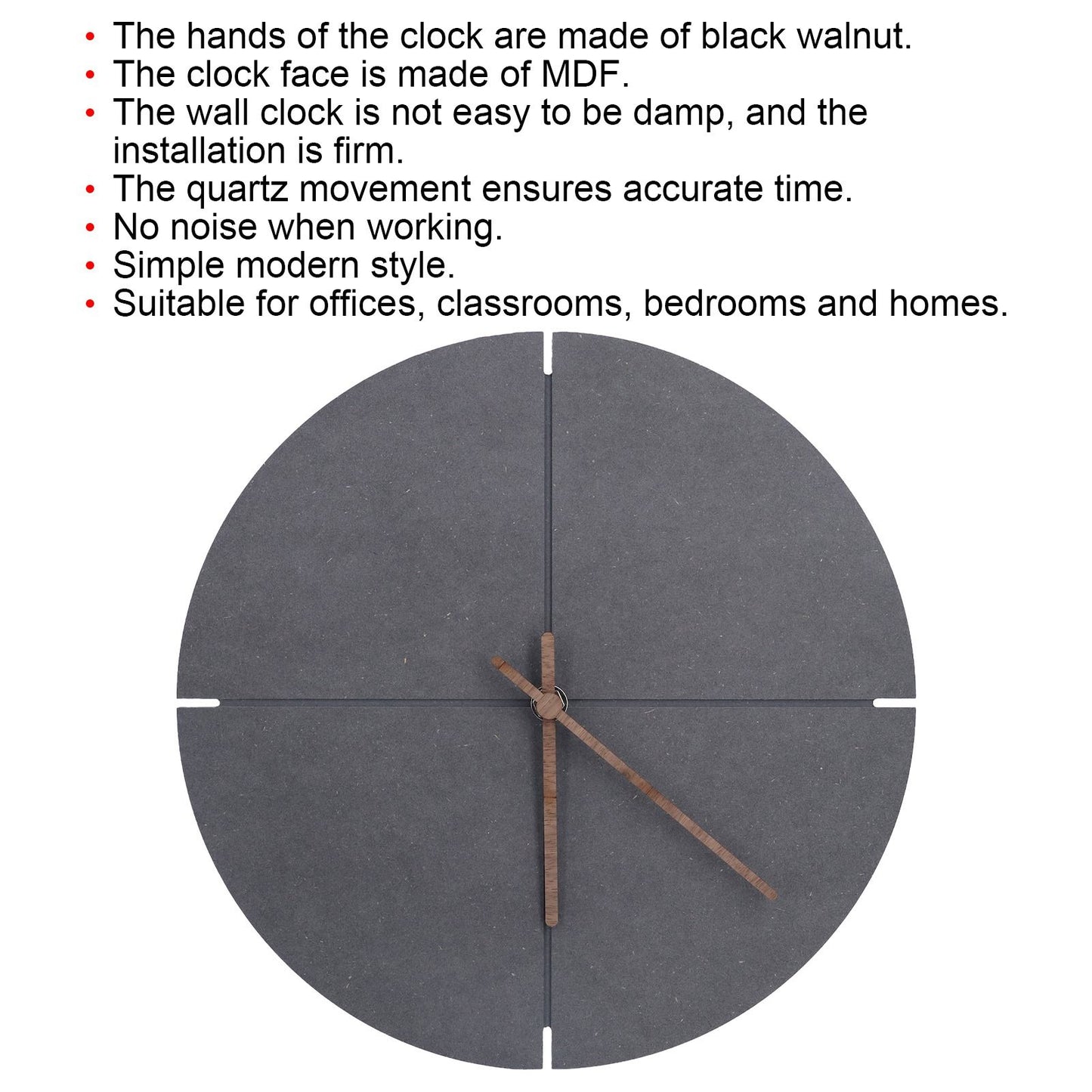 Nordic Style Simple Wooden Wall Clock Quartz Movement Wall Clock for Office Living Room V1294-YM0523-3115210219411